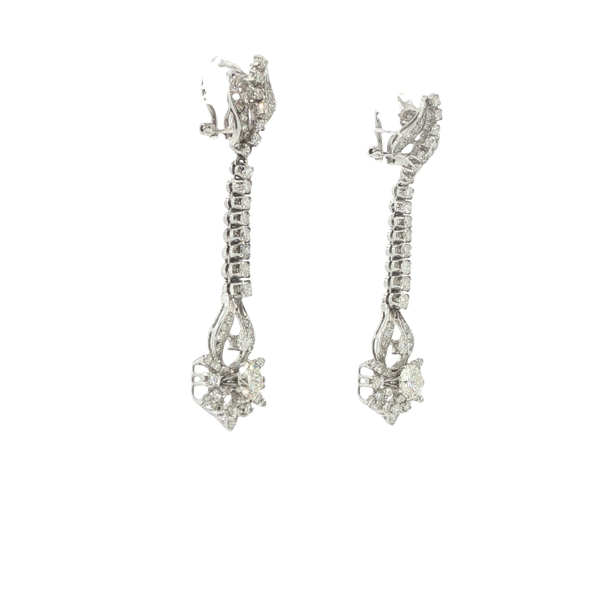 18K White Gold 2.04 Carat Diamond Articulated Pendant Earrings