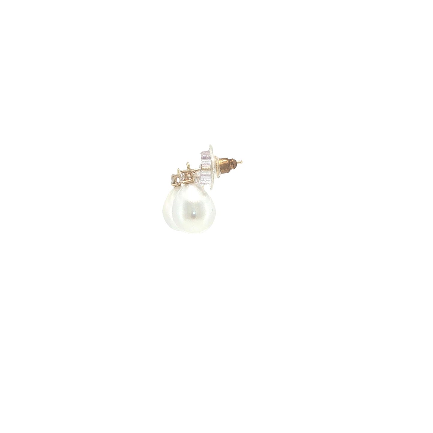 18K Gold Diamond and Pear-Shaped Pearl Drop Earrings