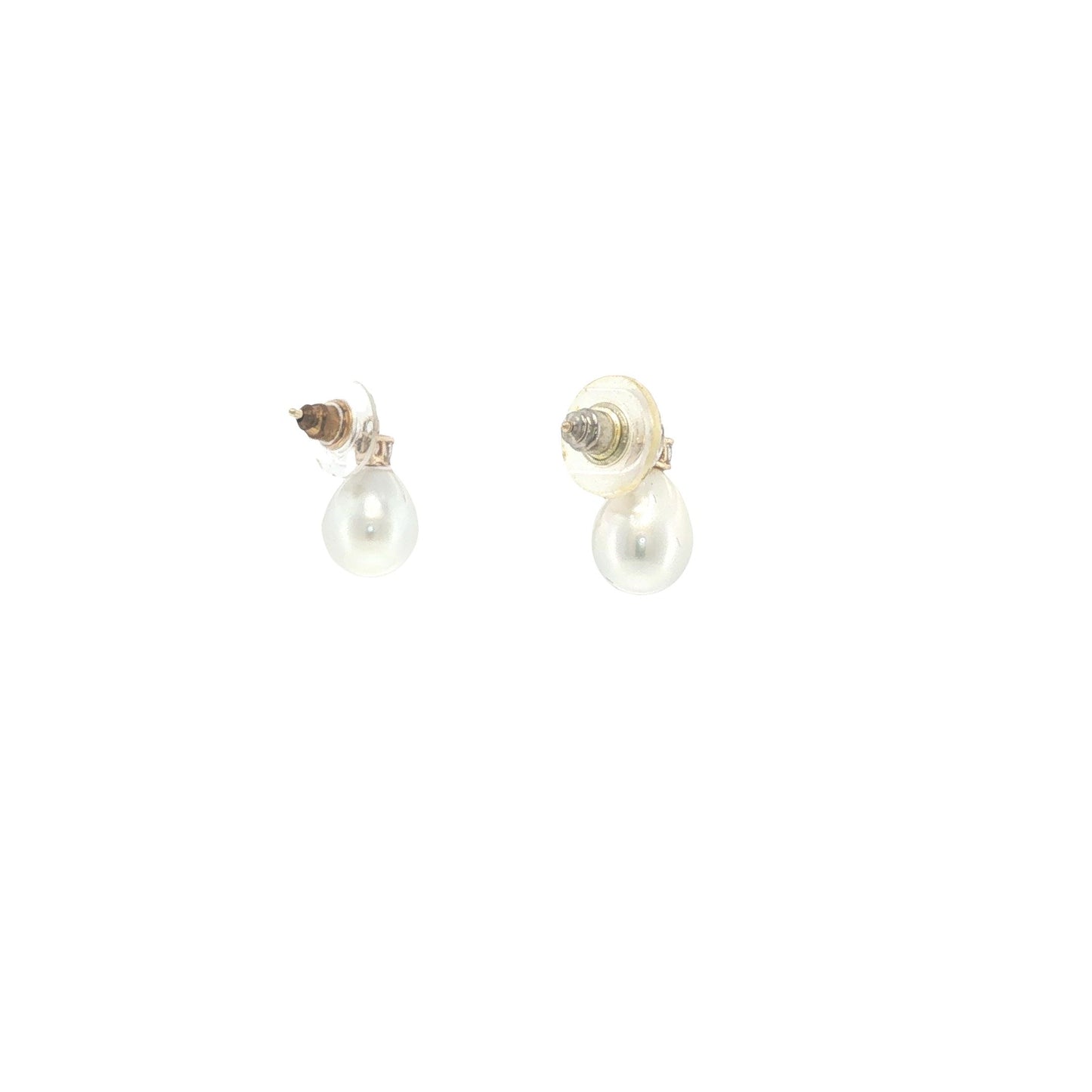 18K Gold Diamond and Pear-Shaped Pearl Drop Earrings
