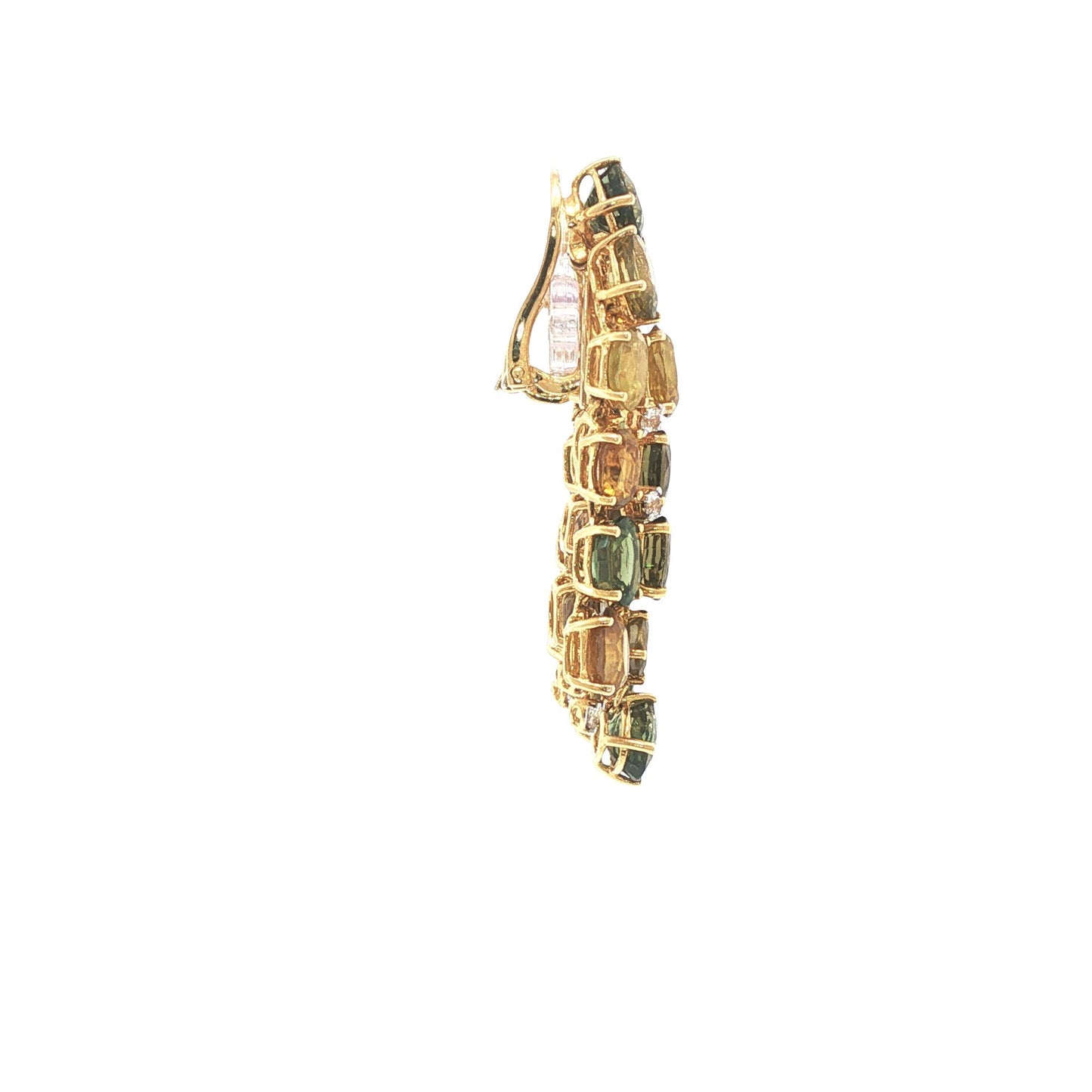 18K Gold Peridot Multi-Gemstone and Diamond Chandelier Earrings