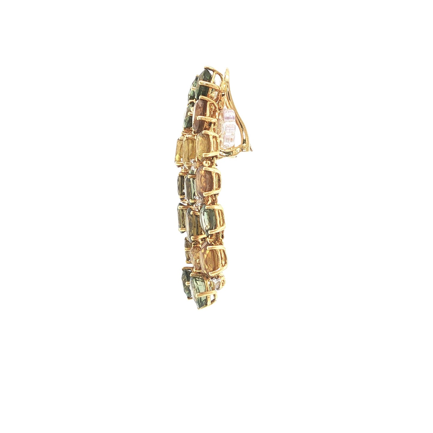 18K Gold Peridot Multi-Gemstone and Diamond Chandelier Earrings