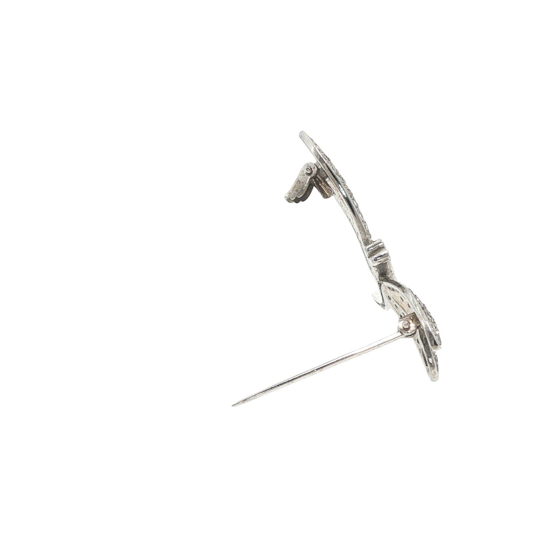 14K White Gold 4.00 Carat Diamond Dragonfly Brooch