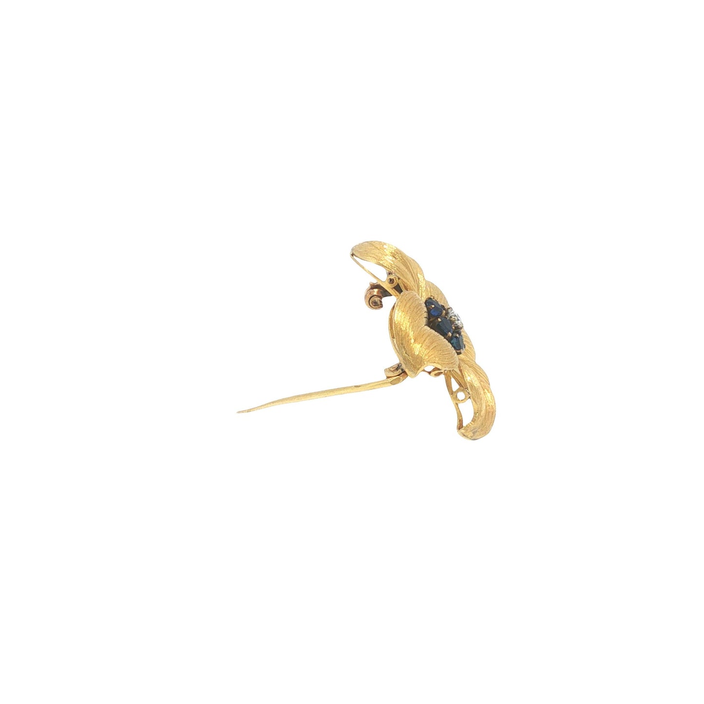 Vintage Tiffany & Co. 18K Sapphire & Diamond Flower Brooch Pin