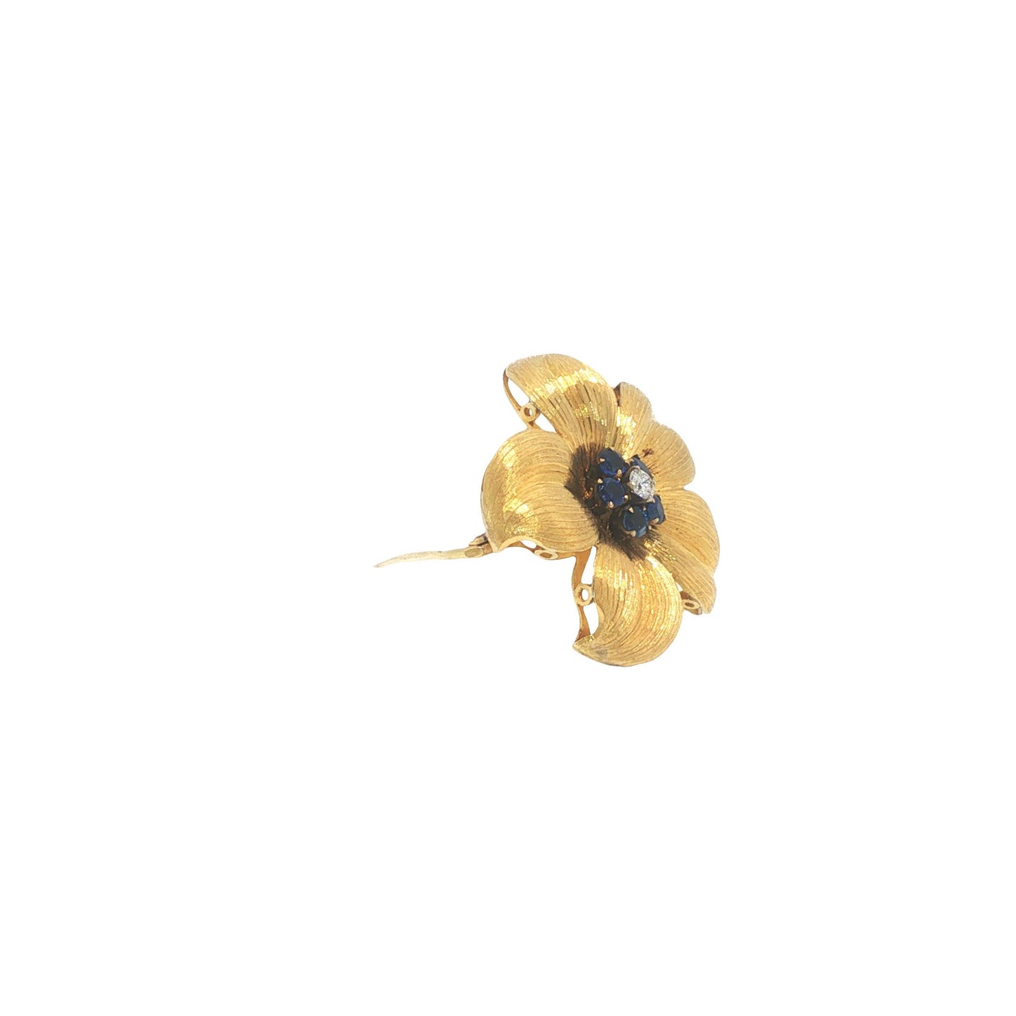 Vintage Tiffany & Co. 18K Sapphire & Diamond Flower Brooch Pin