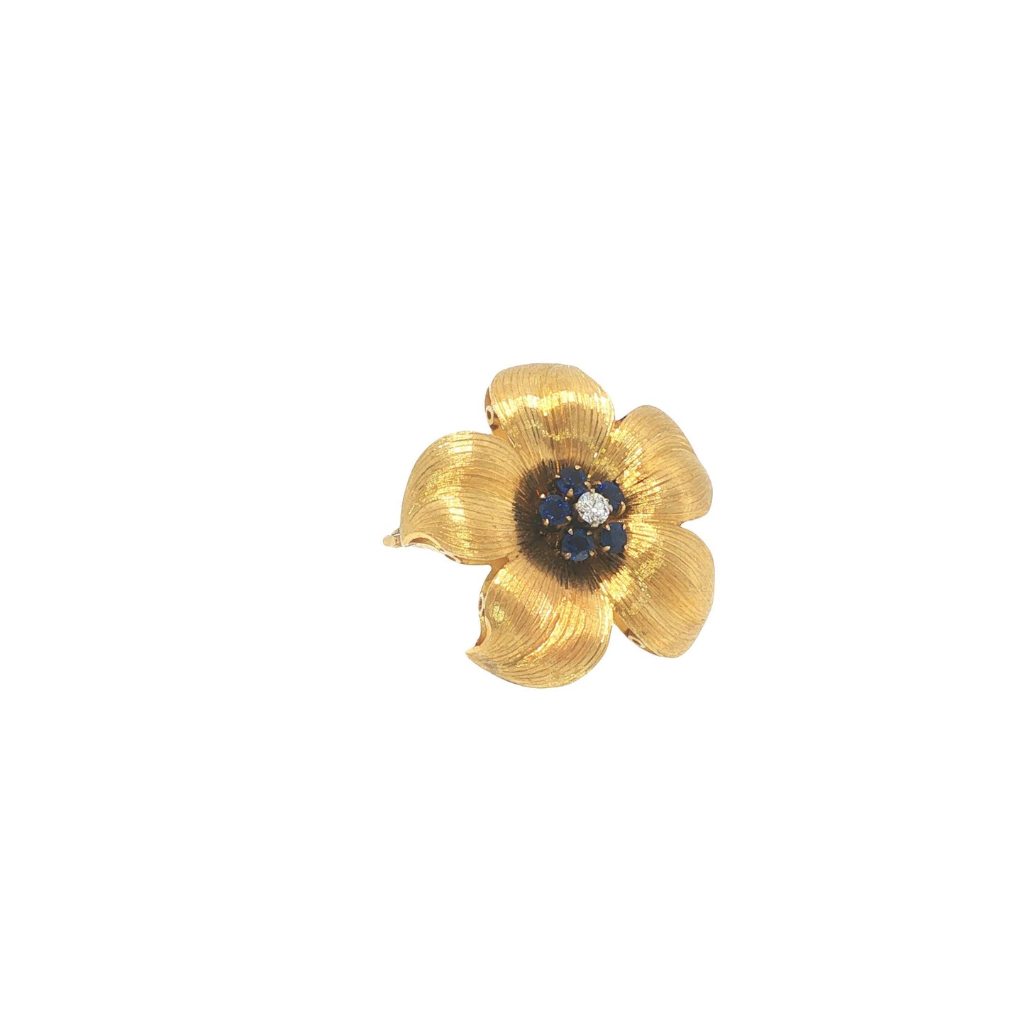 Vintage Tiffany & Co. 18K Sapphire & Diamond Flower Brooch Pin