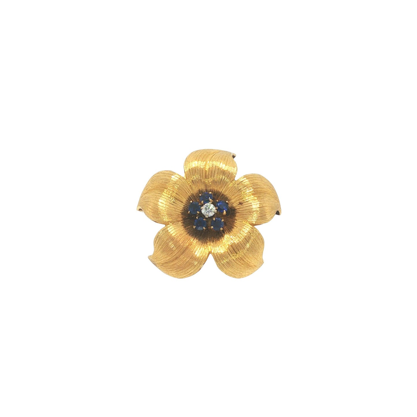 Vintage Tiffany & Co. 18K Sapphire & Diamond Flower Brooch Pin