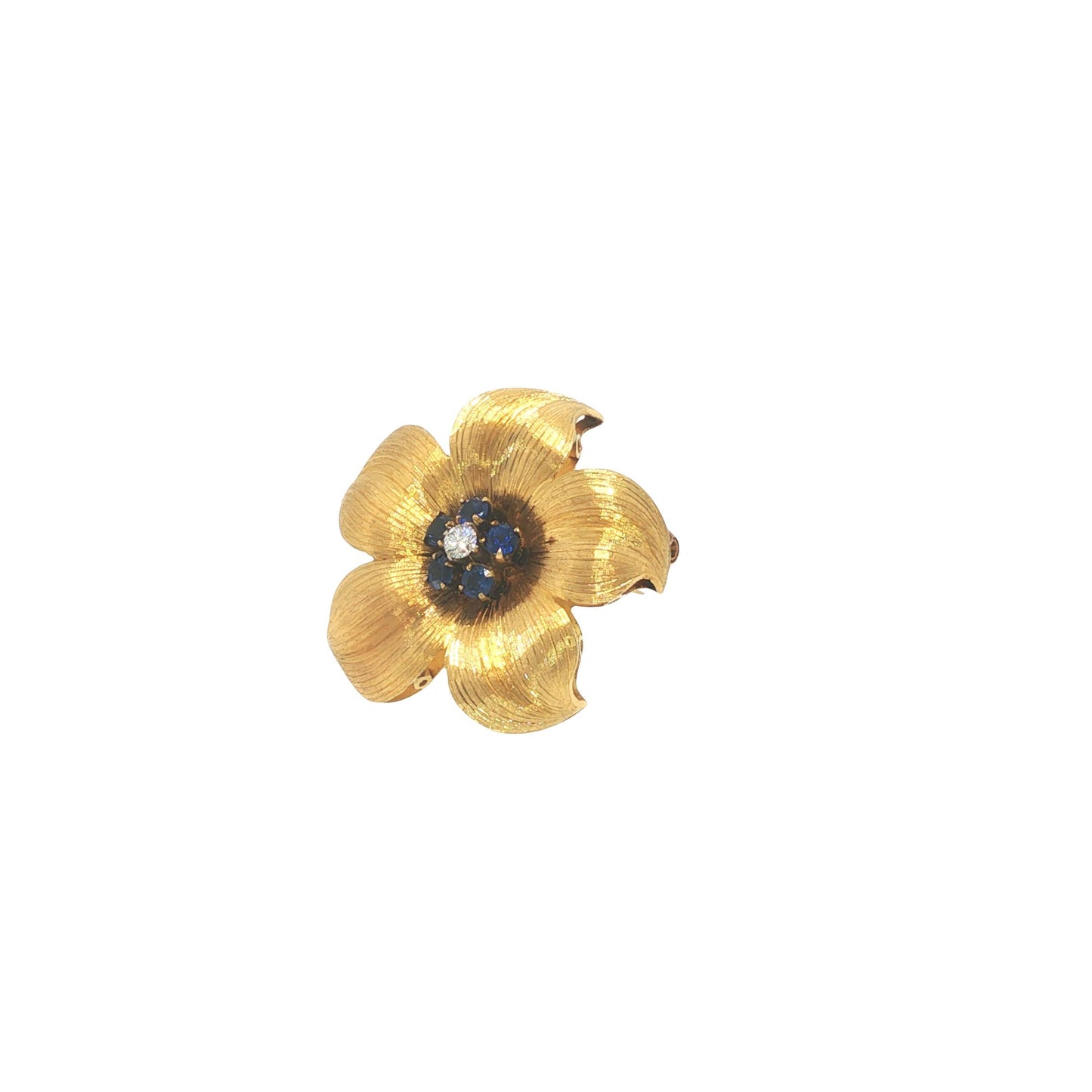 Vintage Tiffany & Co. 18K Sapphire & Diamond Flower Brooch Pin