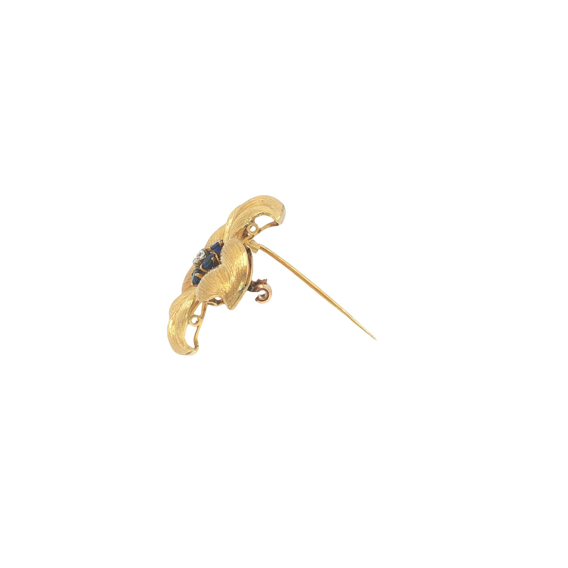 Vintage Tiffany & Co. 18K Sapphire & Diamond Flower Brooch Pin