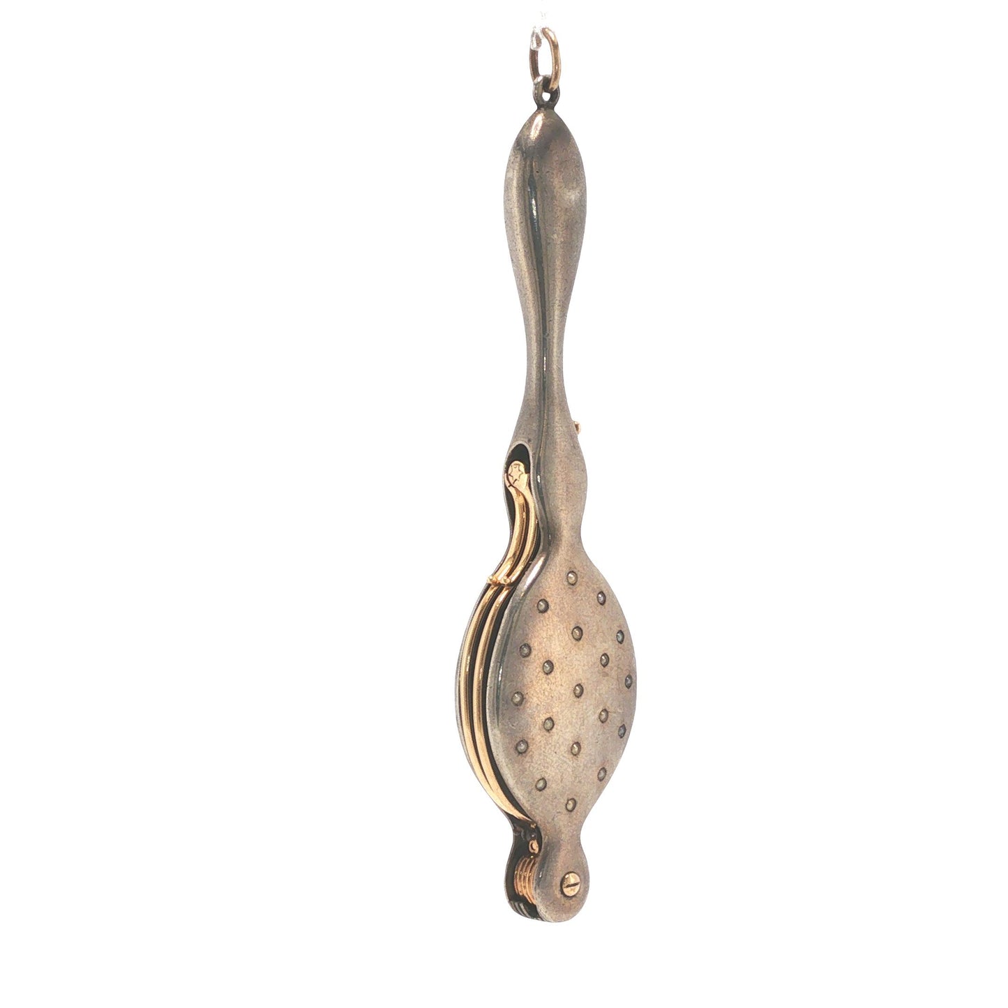 Antique Silver, 14K Gold and Seed Pearl Folding Lorgnette Glasses