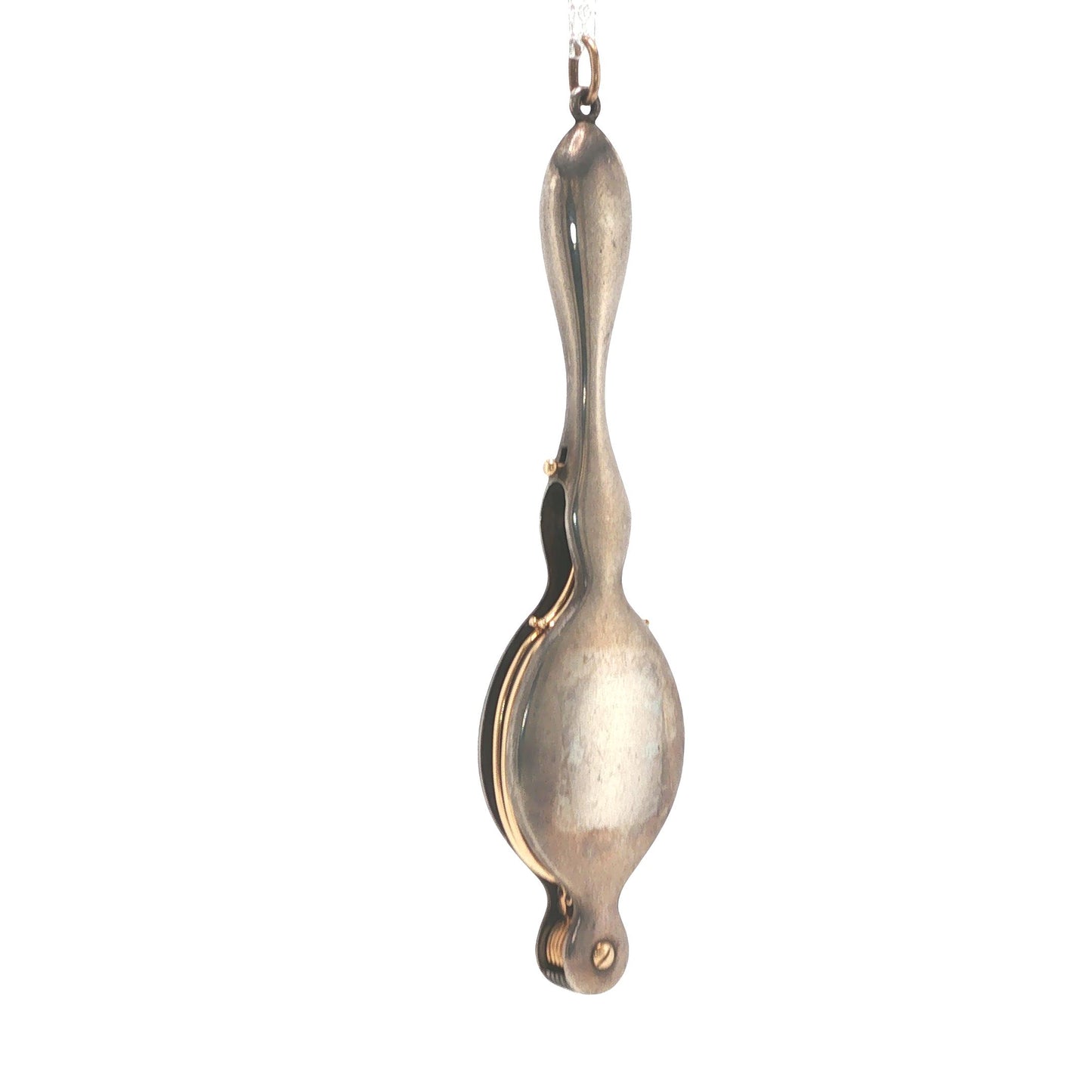 Antique Silver, 14K Gold and Seed Pearl Folding Lorgnette Glasses