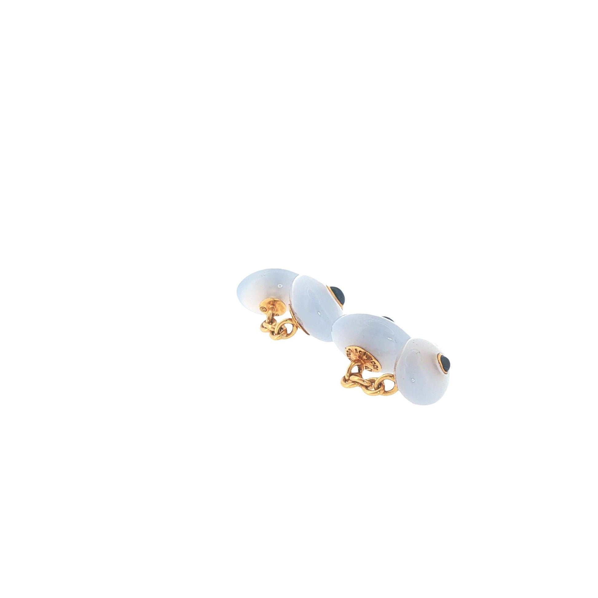 Seaman Schepps 18k Chalcedony & Sapphire Cufflinks