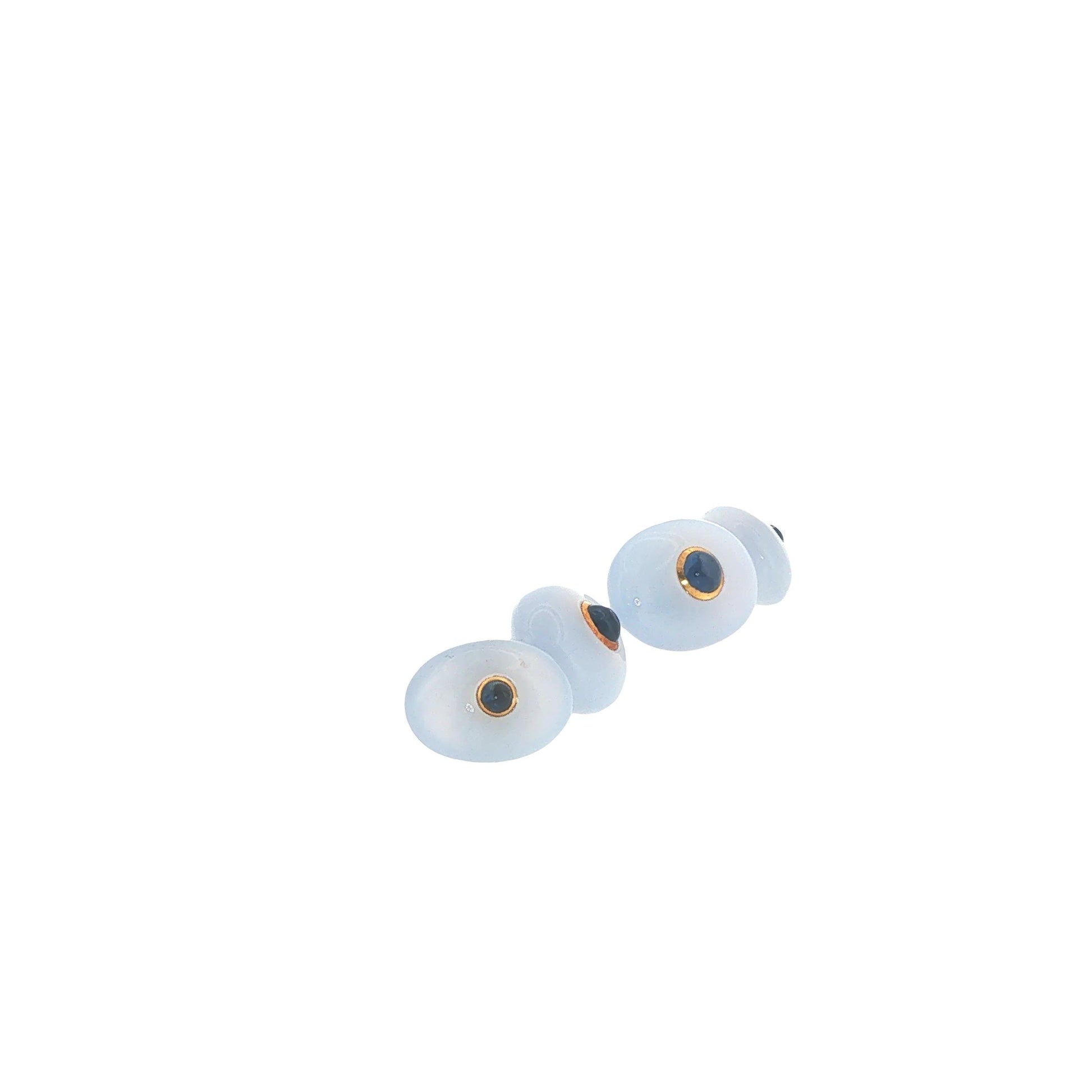 Seaman Schepps 18k Chalcedony & Sapphire Cufflinks