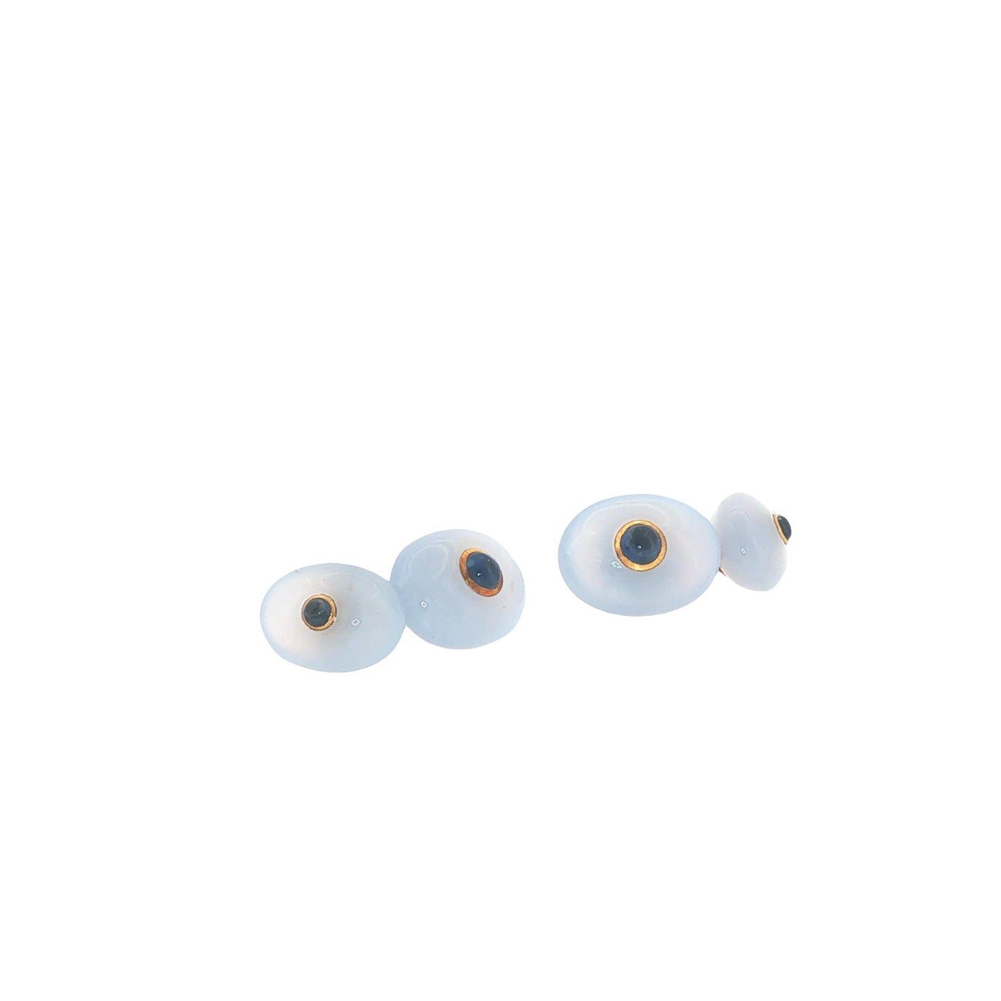 Seaman Schepps 18k Chalcedony & Sapphire Cufflinks