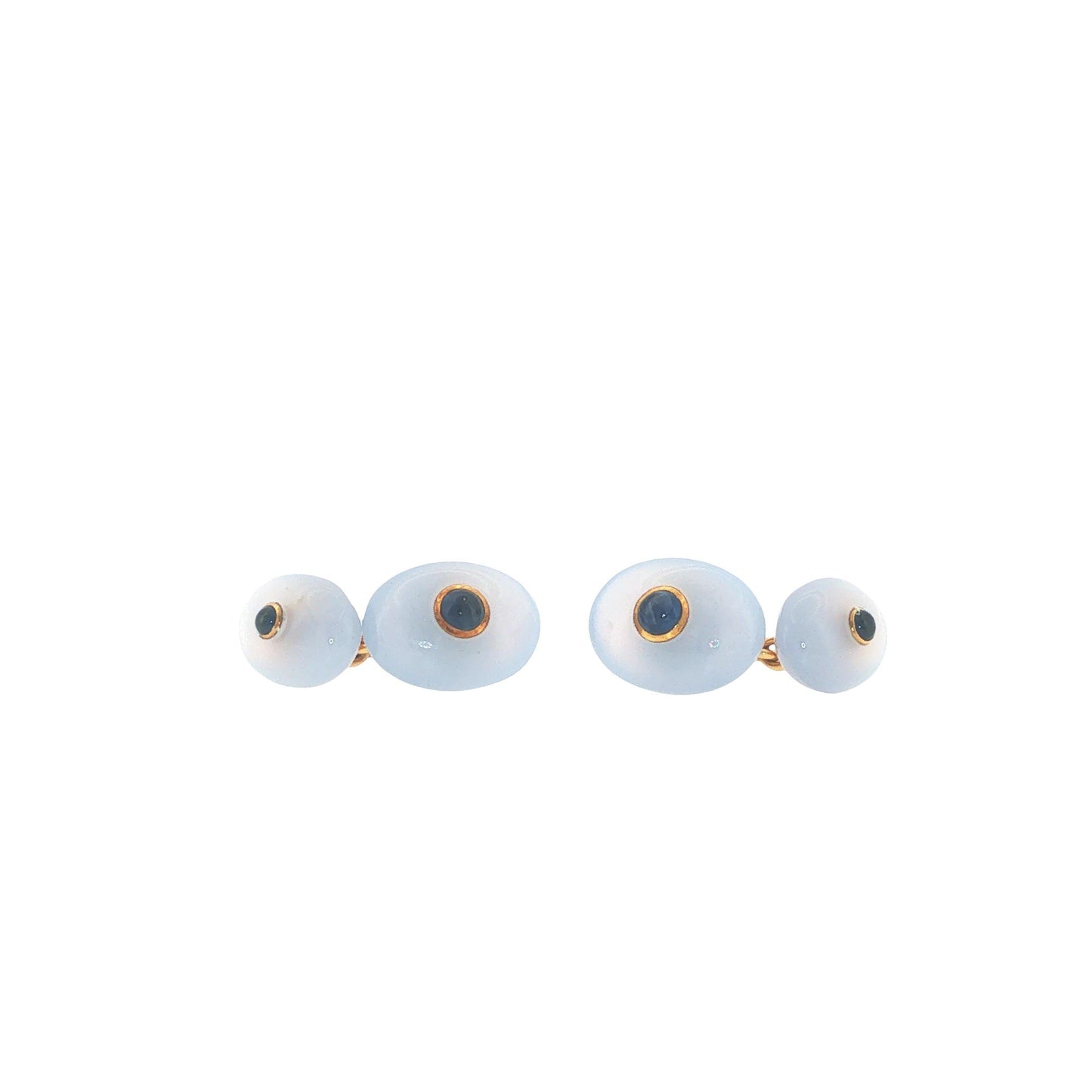 Seaman Schepps 18k Chalcedony & Sapphire Cufflinks