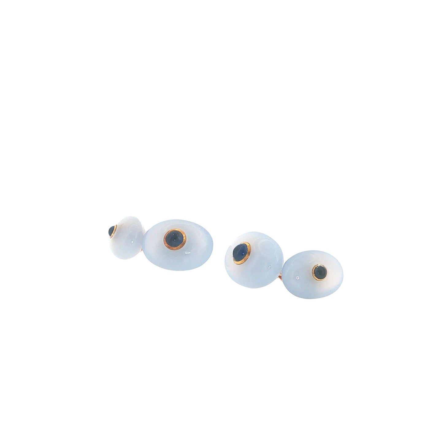 Seaman Schepps 18k Chalcedony & Sapphire Cufflinks