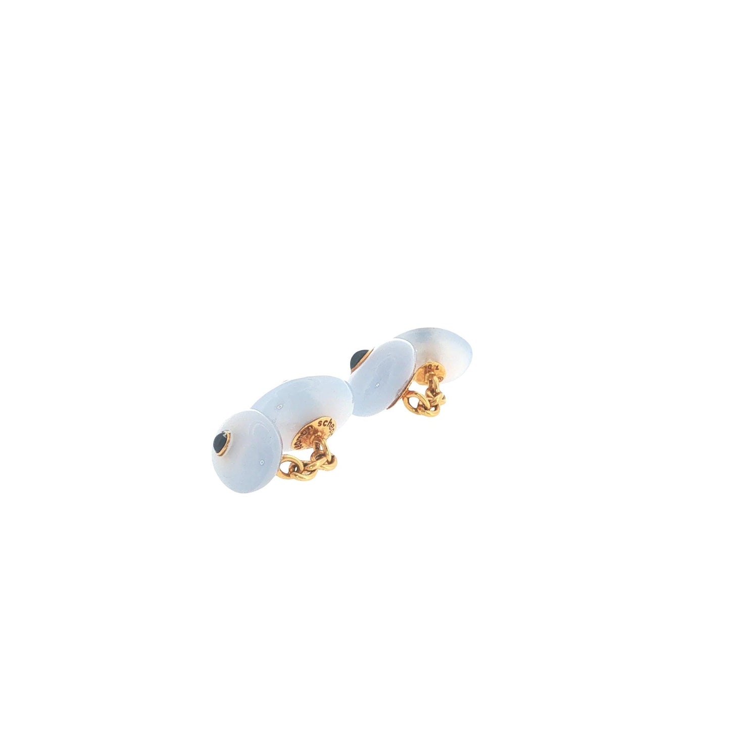 Seaman Schepps 18k Chalcedony & Sapphire Cufflinks