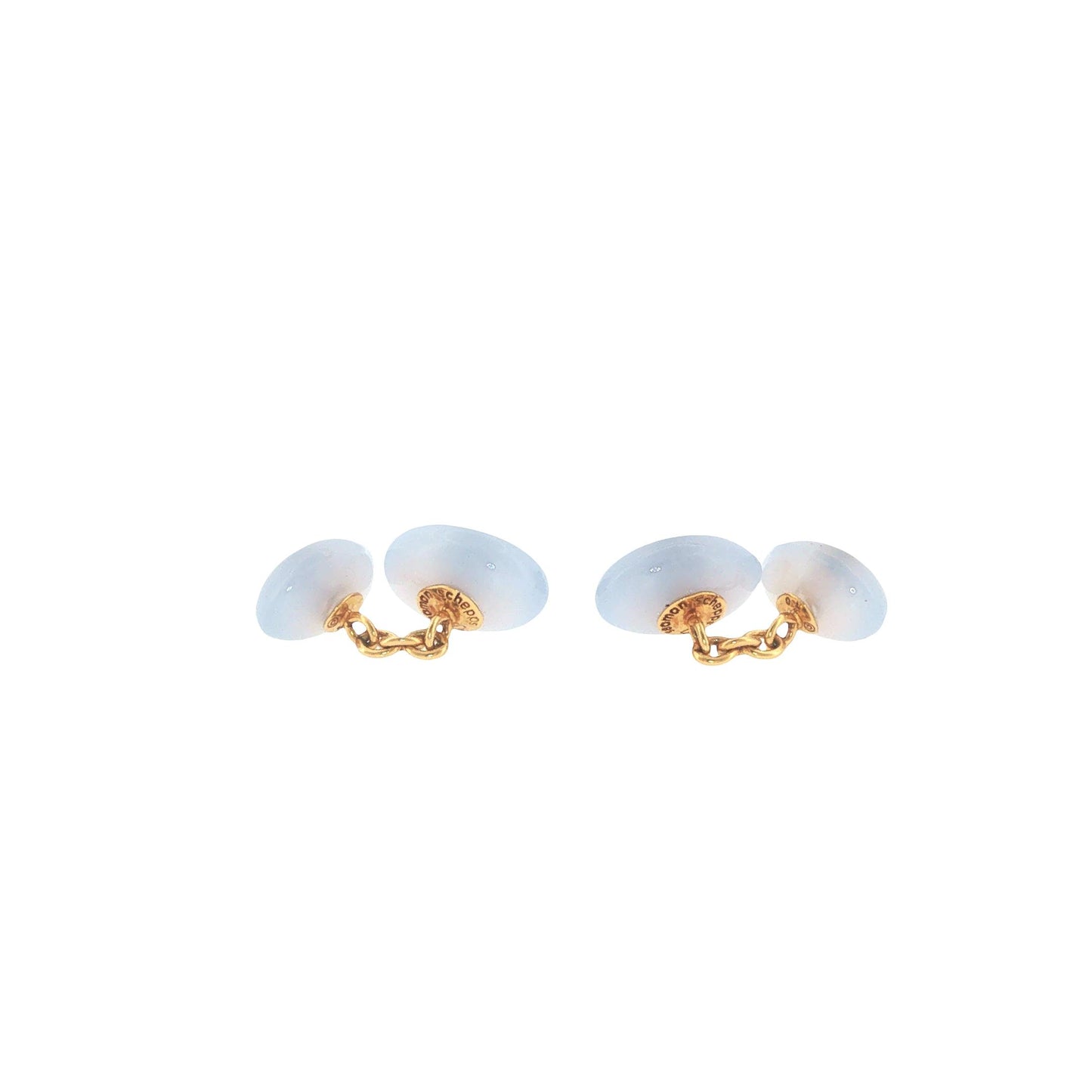 Seaman Schepps 18k Chalcedony & Sapphire Cufflinks
