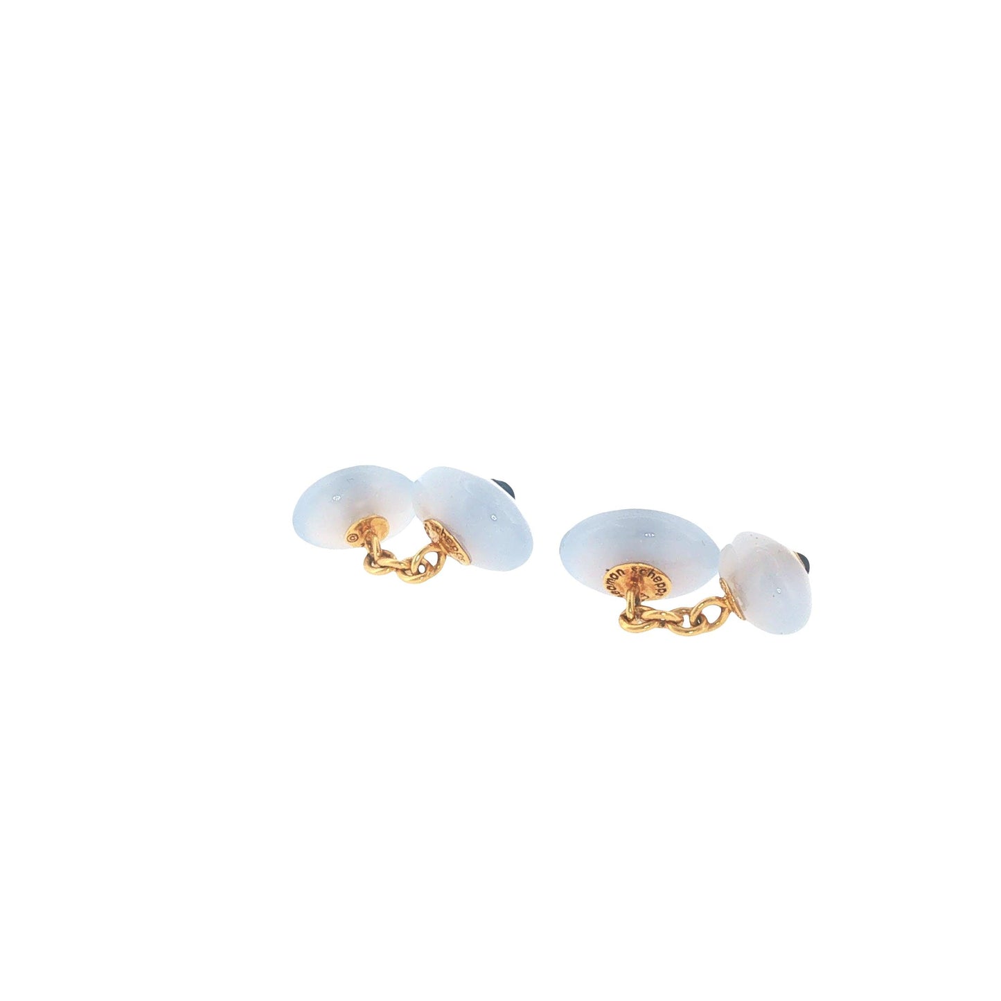 Seaman Schepps 18k Chalcedony & Sapphire Cufflinks