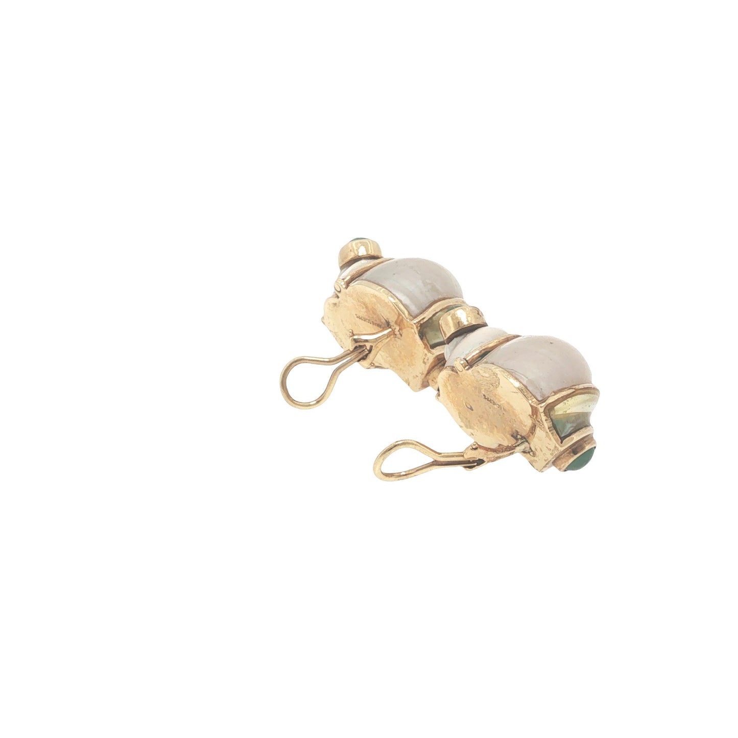 Seaman Schepps 14K Gold Green Turbo Shell Earrings