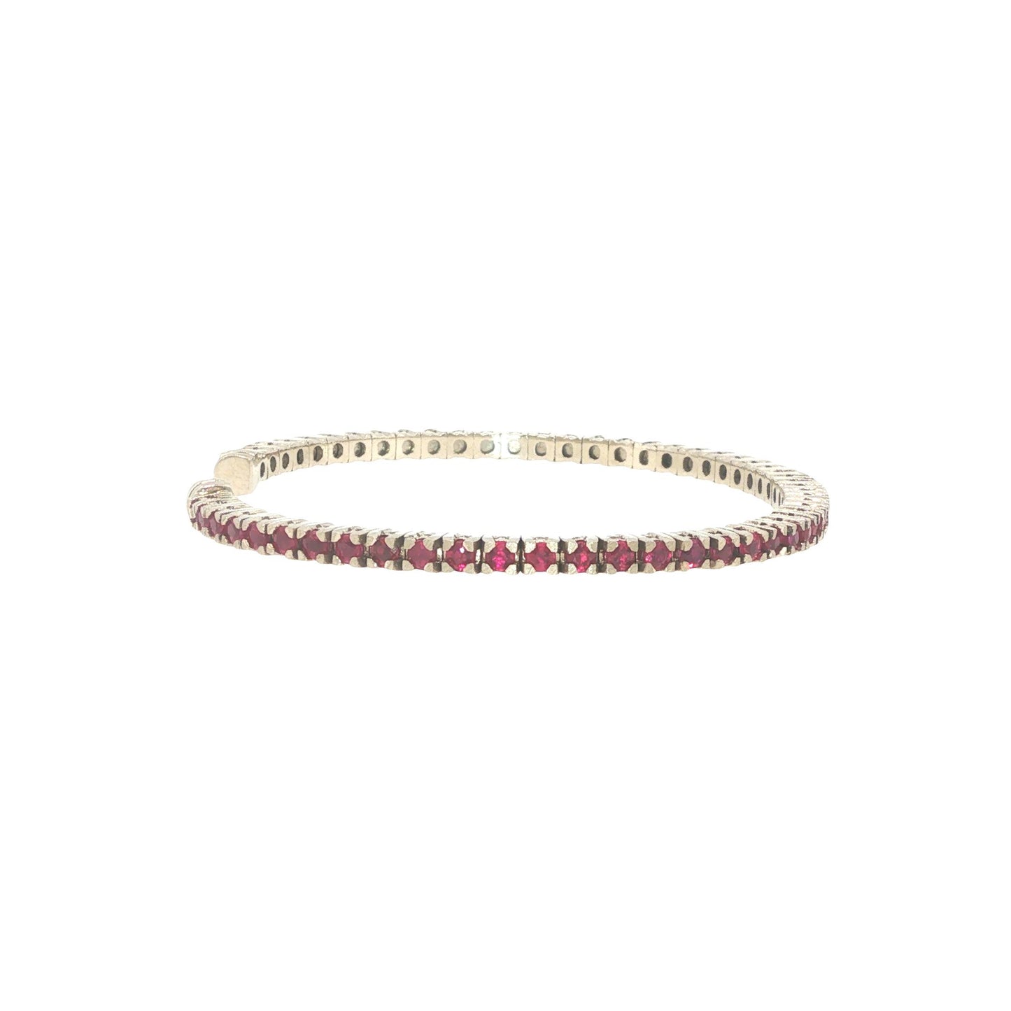 14K White Gold 2.75 Carat Ruby Flexible Cuff Tennis Bracelet