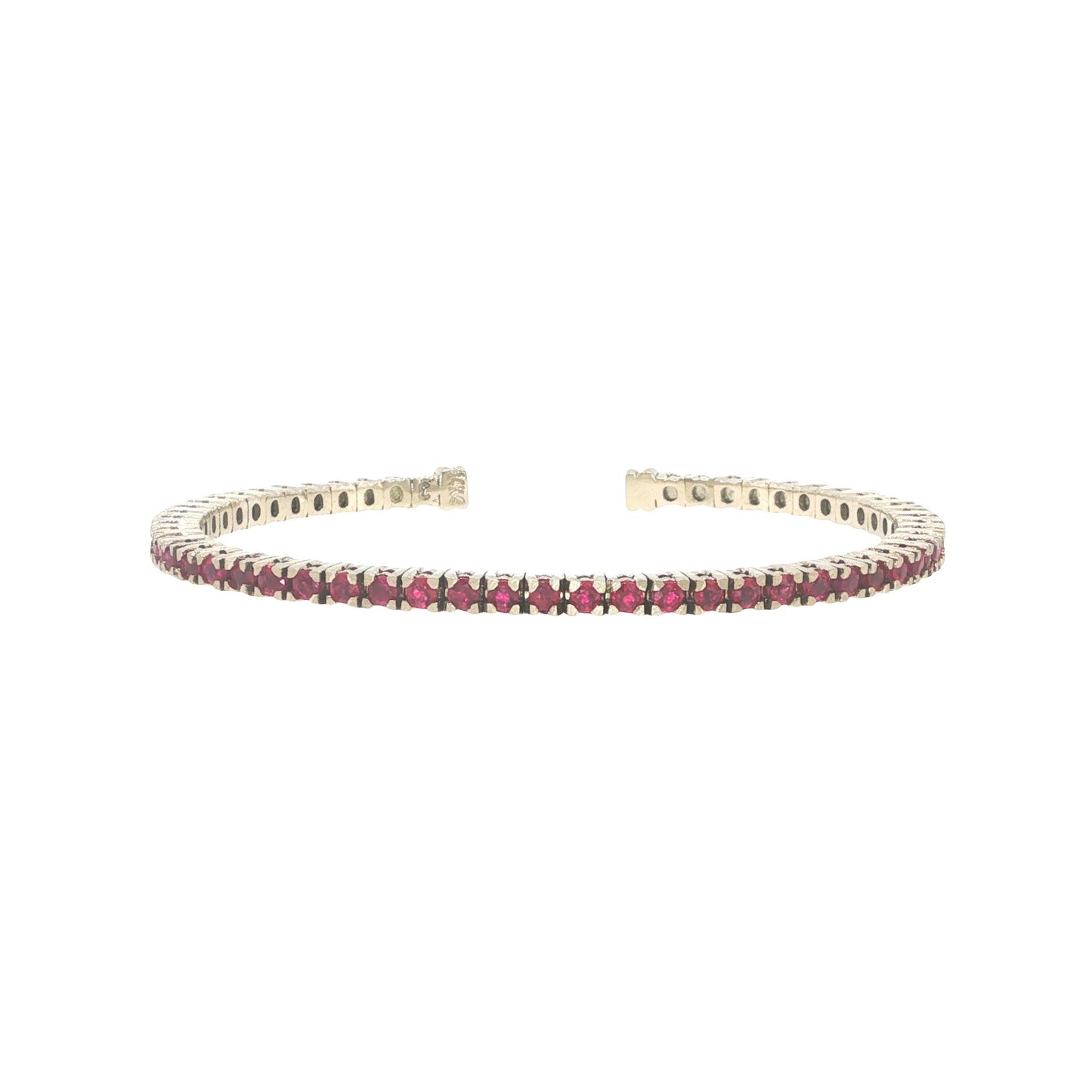 14K White Gold 2.75 Carat Ruby Flexible Cuff Tennis Bracelet