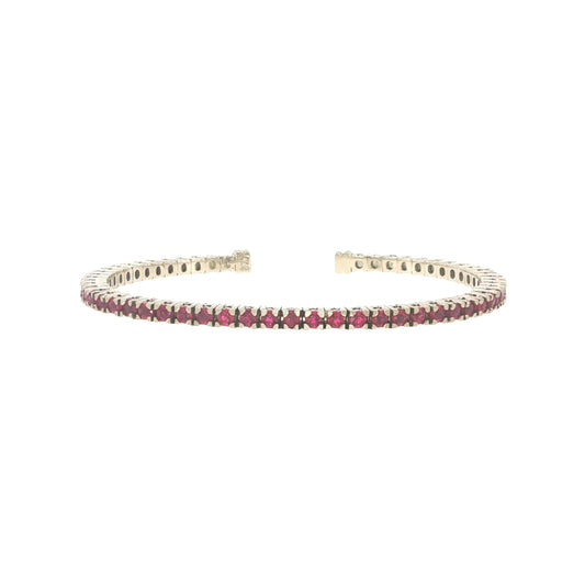 14K White Gold 2.75 Carat Ruby Flexible Cuff Tennis Bracelet