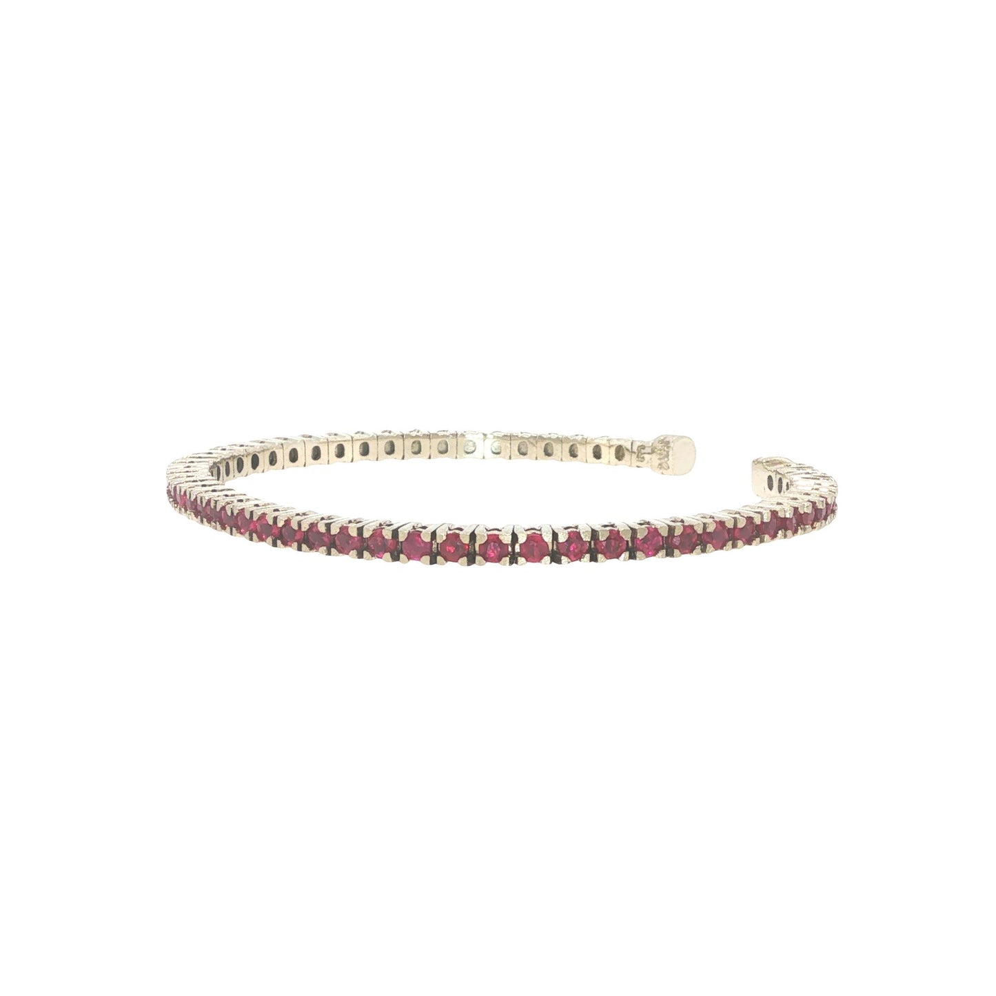 14K White Gold 2.75 Carat Ruby Flexible Cuff Tennis Bracelet