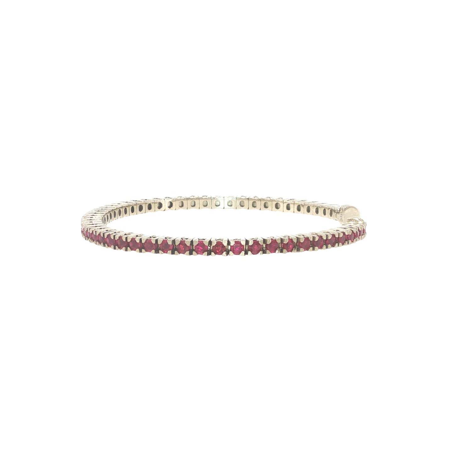 14K White Gold 2.75 Carat Ruby Flexible Cuff Tennis Bracelet