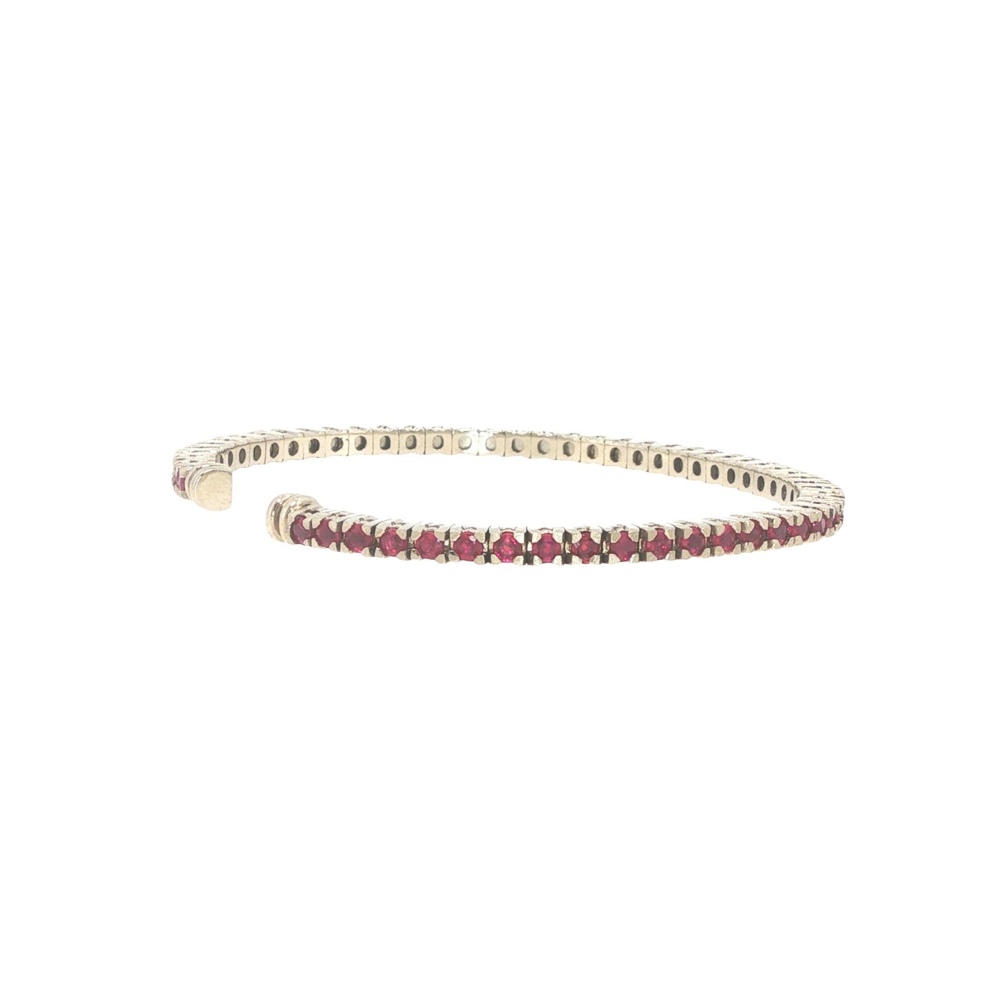 14K White Gold 2.75 Carat Ruby Flexible Cuff Tennis Bracelet