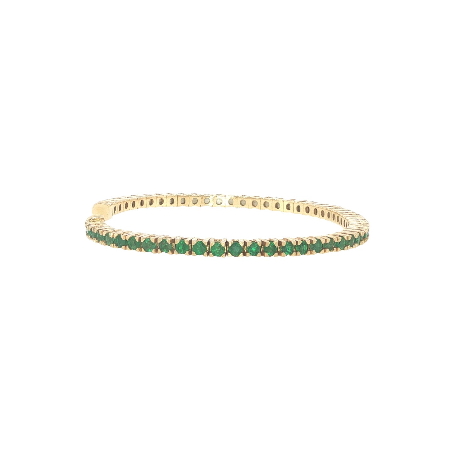 14K Gold 2.70 Carat Emerald Flexible Cuff Tennis Bracelet