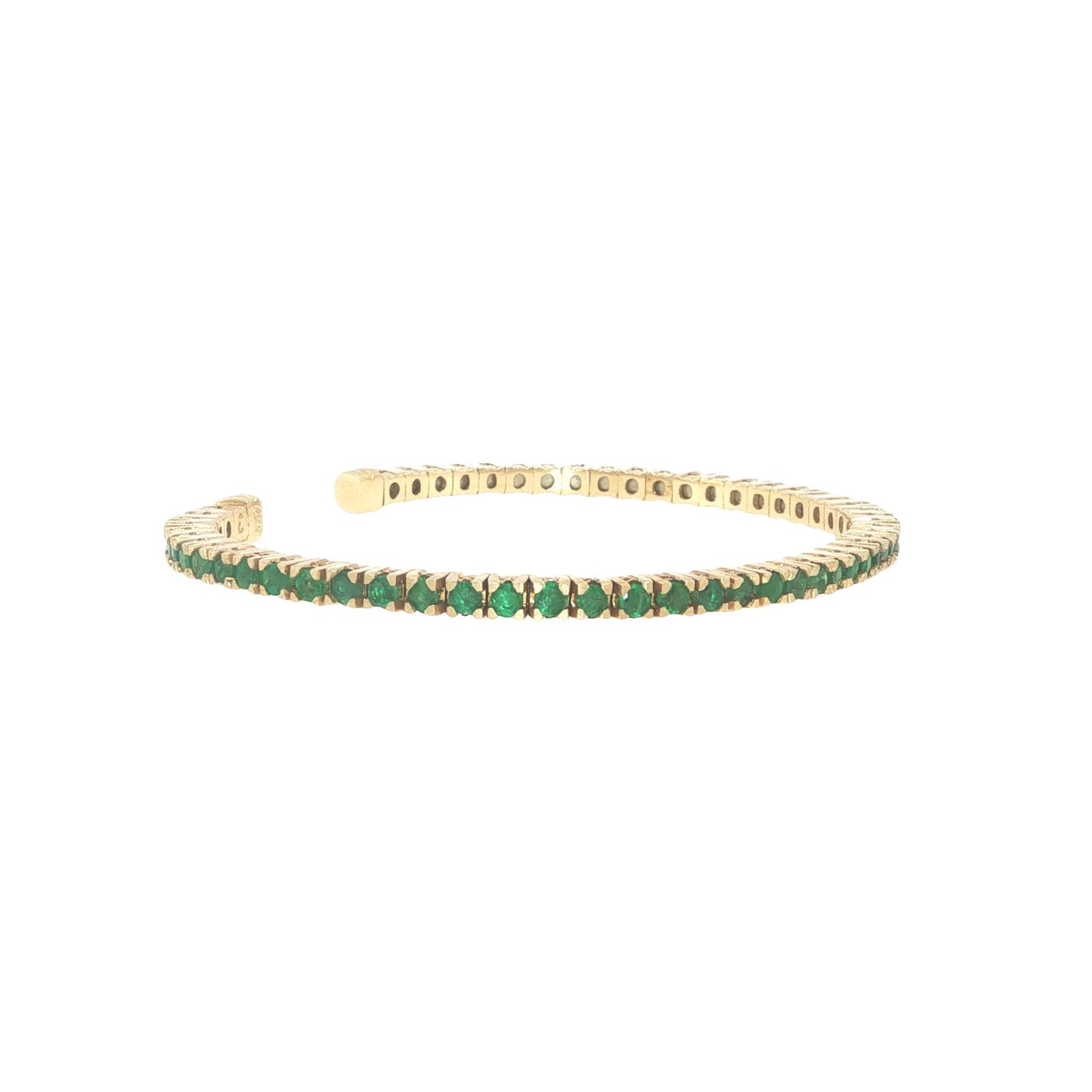 14K Gold 2.70 Carat Emerald Flexible Cuff Tennis Bracelet
