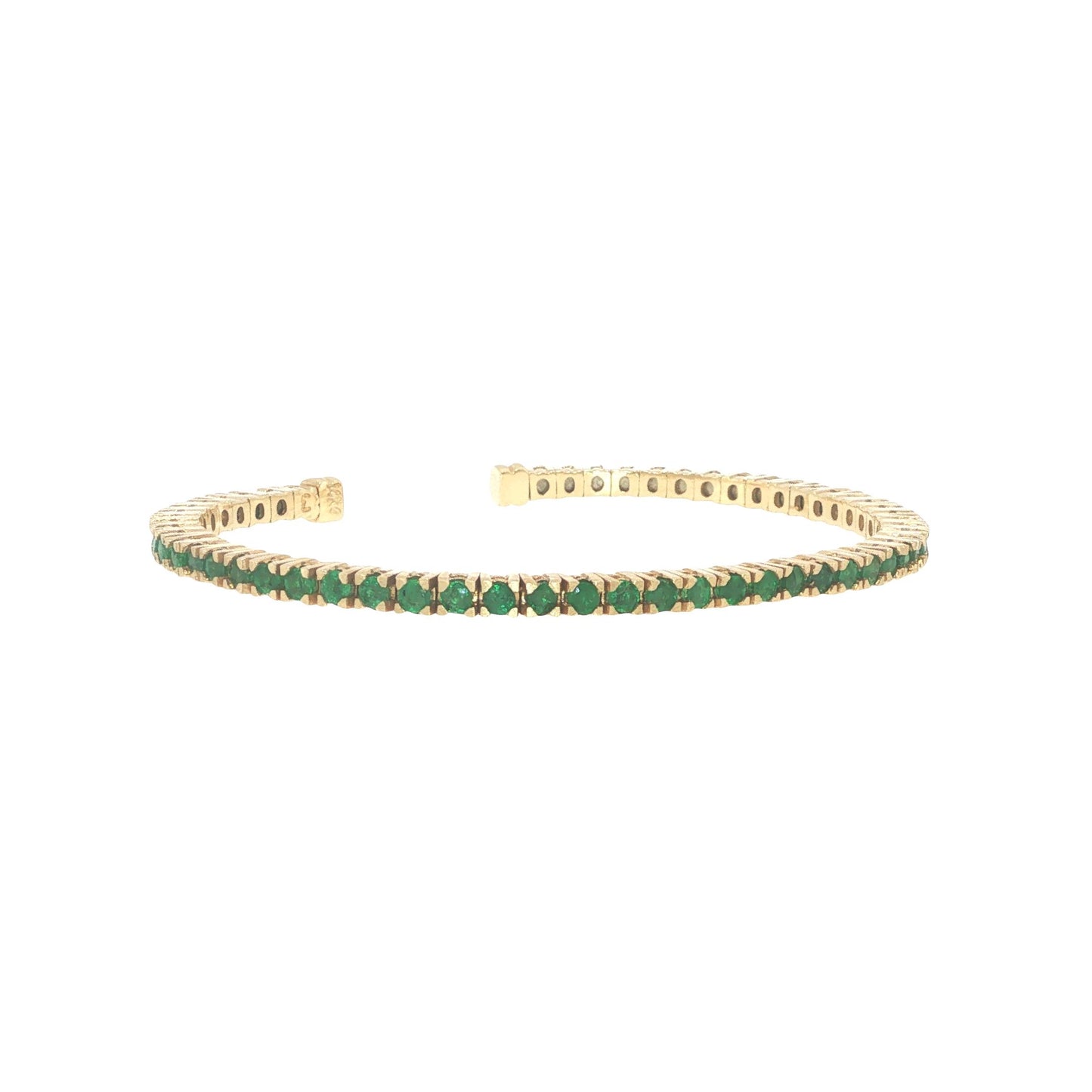14K Gold 2.70 Carat Emerald Flexible Cuff Tennis Bracelet