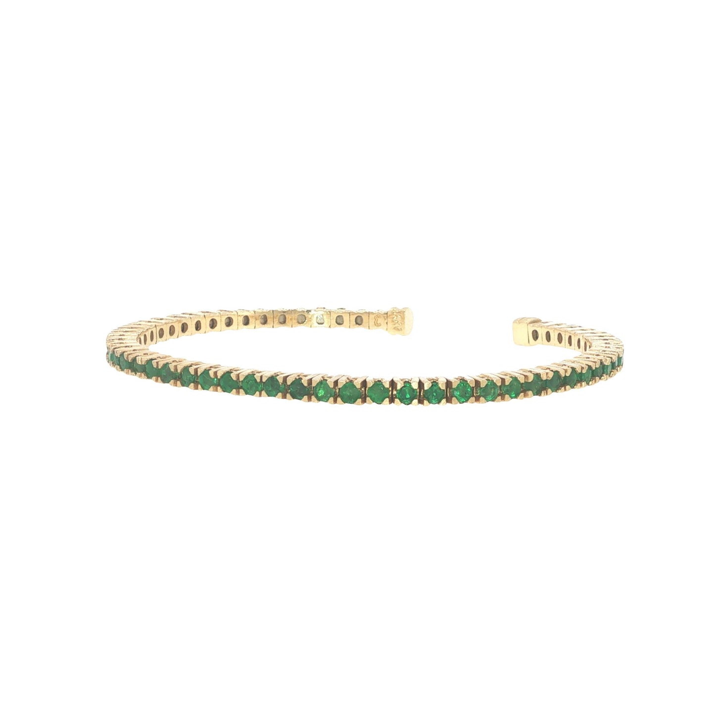 14K Gold 2.70 Carat Emerald Flexible Cuff Tennis Bracelet