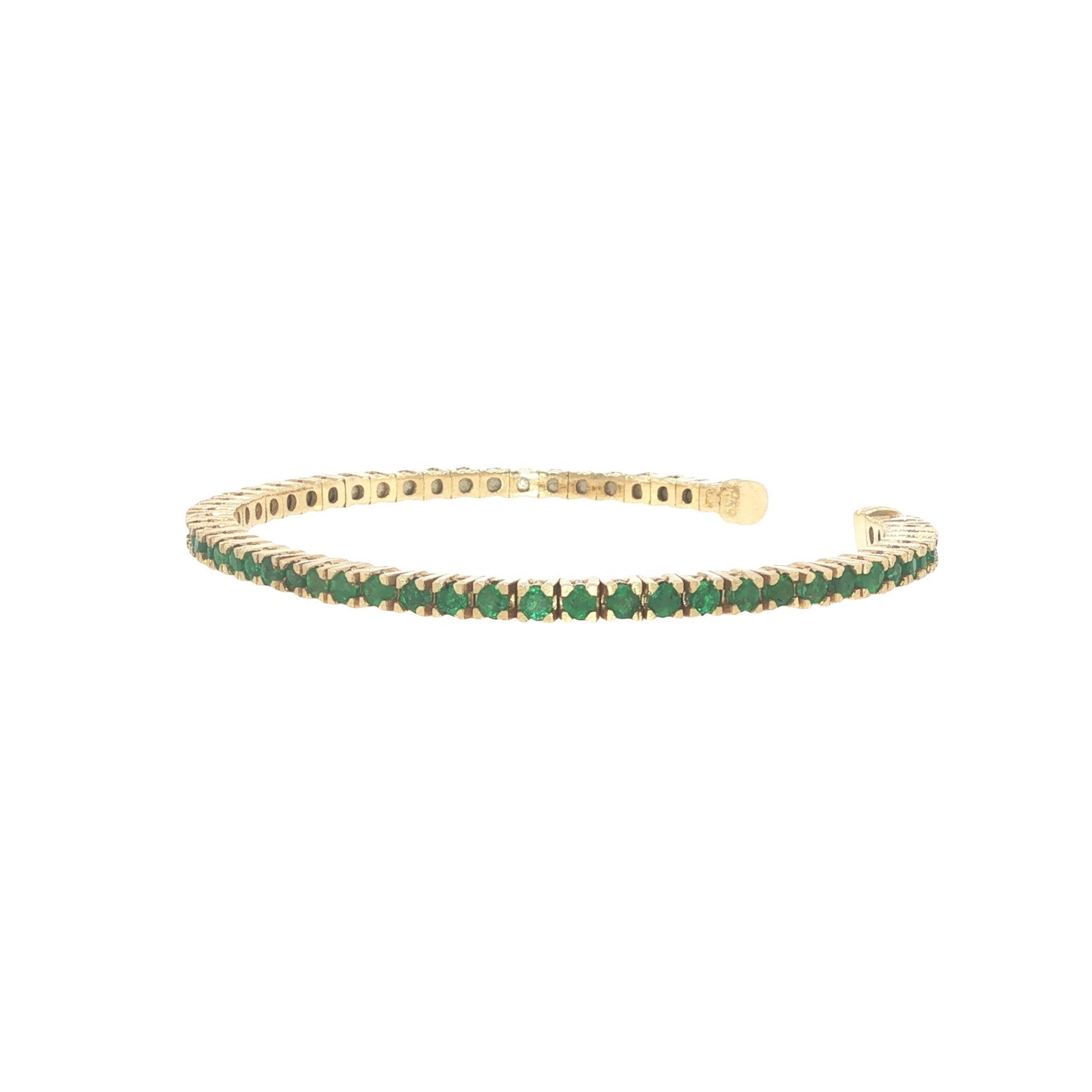 14K Gold 2.70 Carat Emerald Flexible Cuff Tennis Bracelet