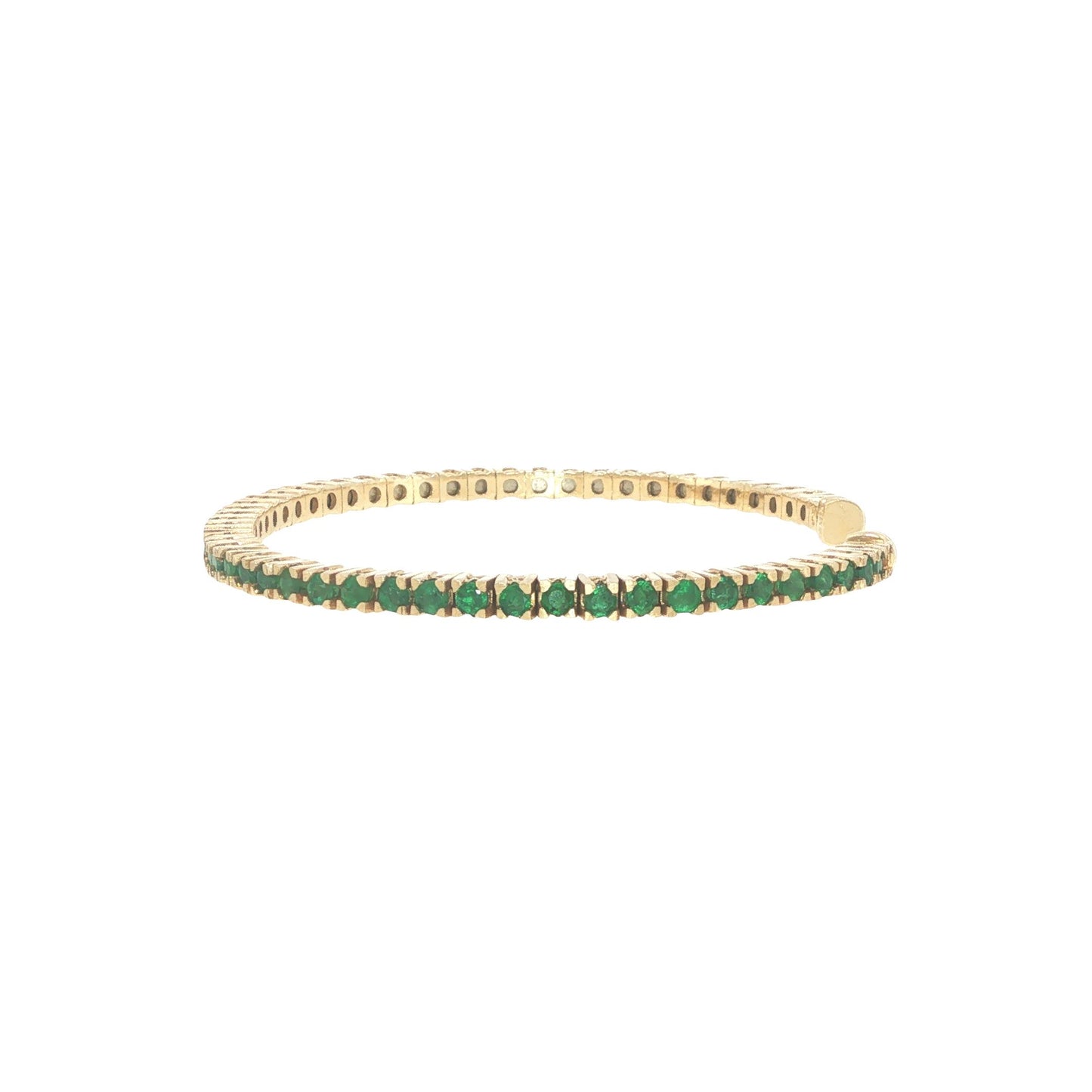 14K Gold 2.70 Carat Emerald Flexible Cuff Tennis Bracelet