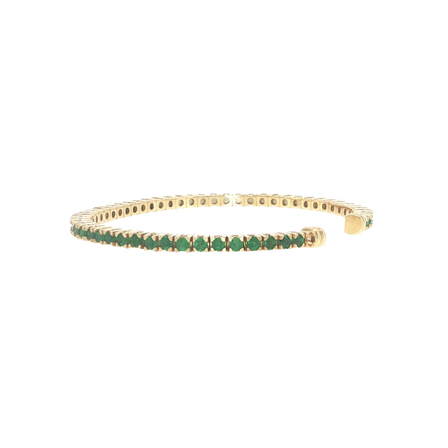 14K Gold 2.70 Carat Emerald Flexible Cuff Tennis Bracelet