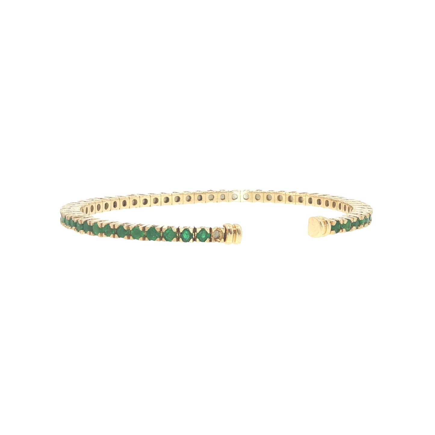 14K Gold 2.70 Carat Emerald Flexible Cuff Tennis Bracelet