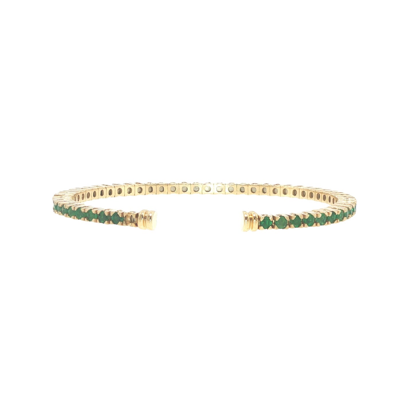 14K Gold 2.70 Carat Emerald Flexible Cuff Tennis Bracelet