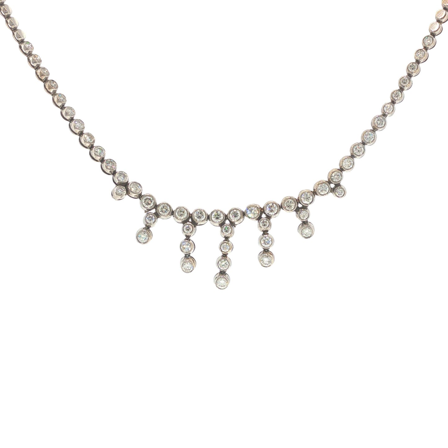 Platinum-Topped 14K Gold 8.50 Carat Diamond Fringe Necklace