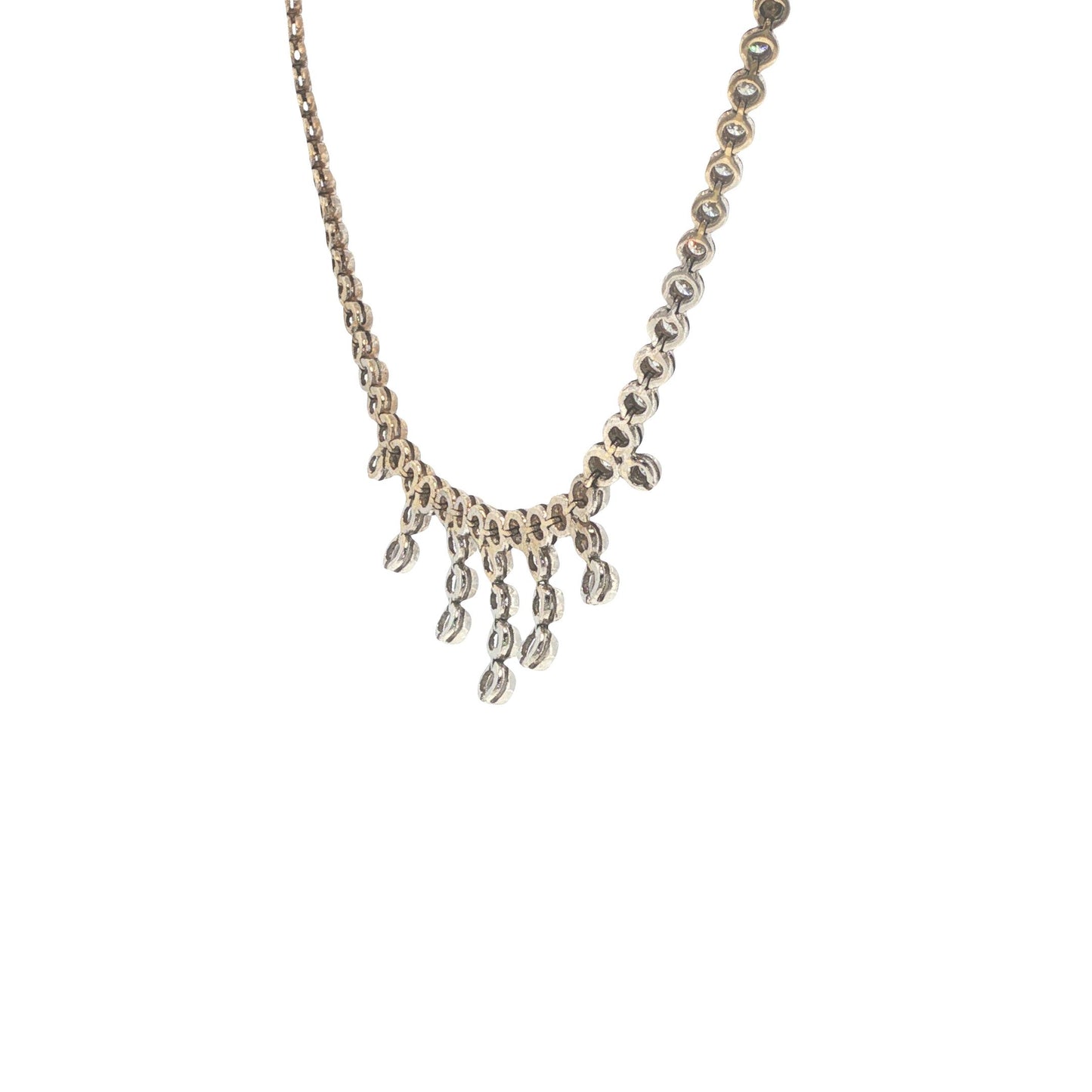 Platinum-Topped 14K Gold 8.50 Carat Diamond Fringe Necklace