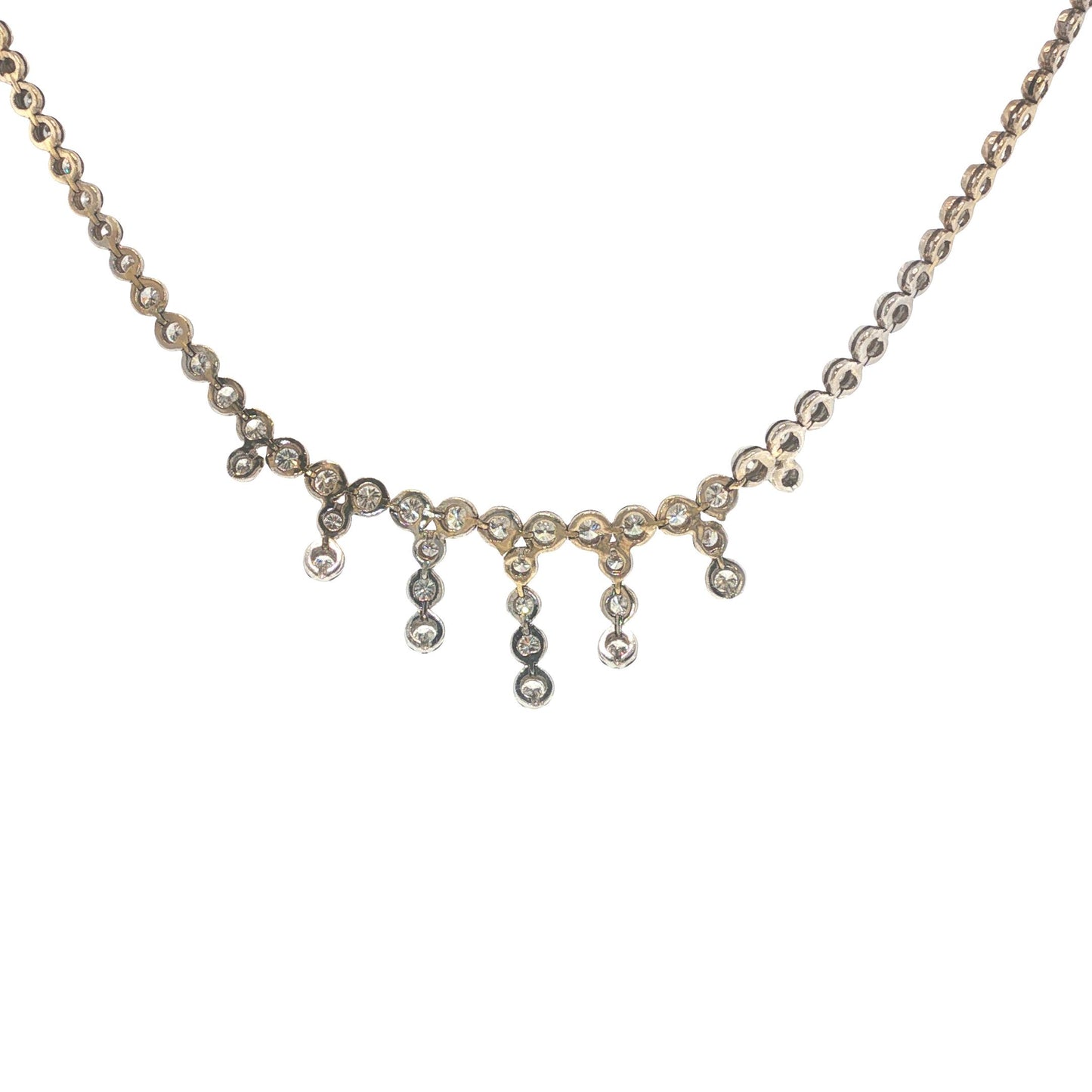 Platinum-Topped 14K Gold 8.50 Carat Diamond Fringe Necklace