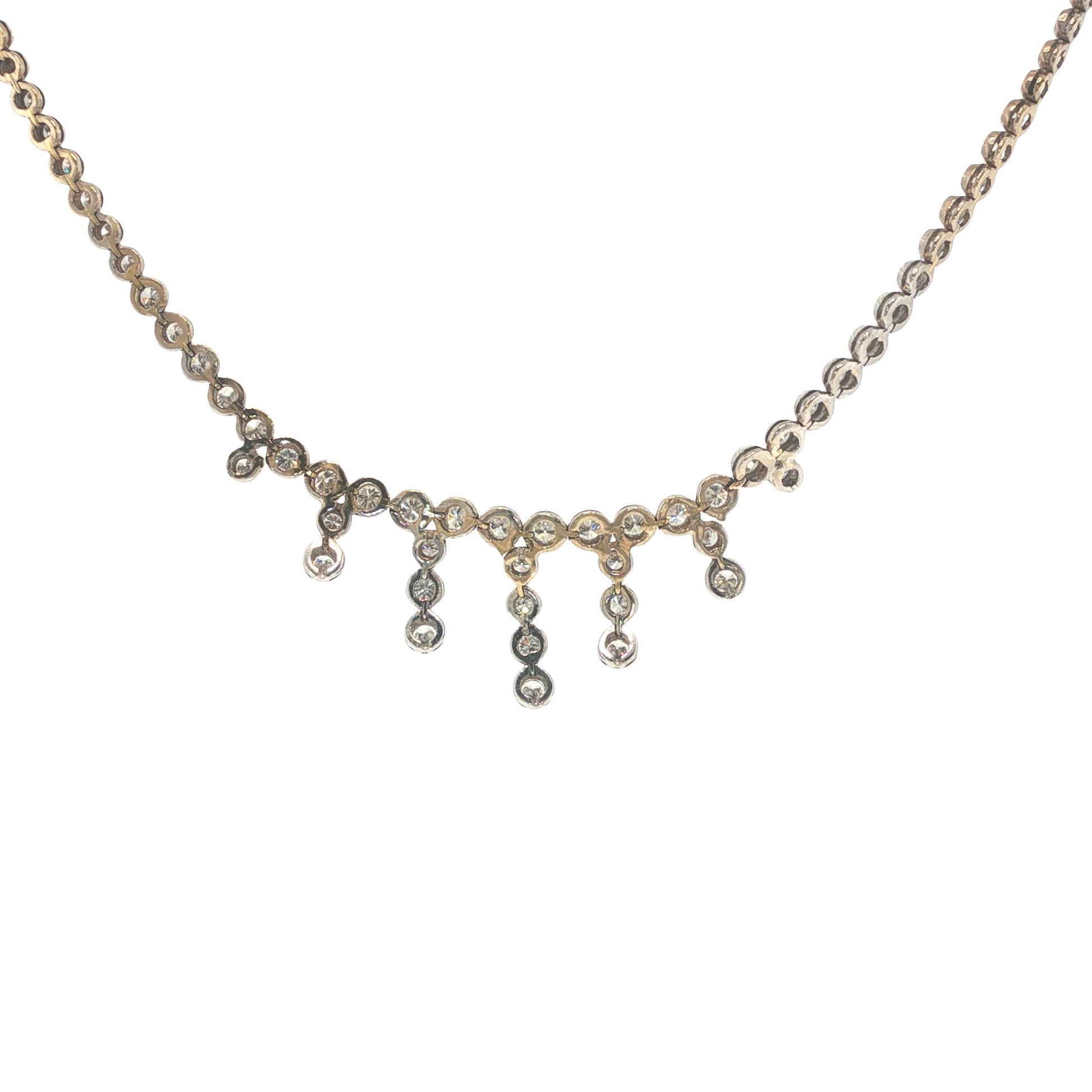 Platinum-Topped 14K Gold 8.50 Carat Diamond Fringe Necklace