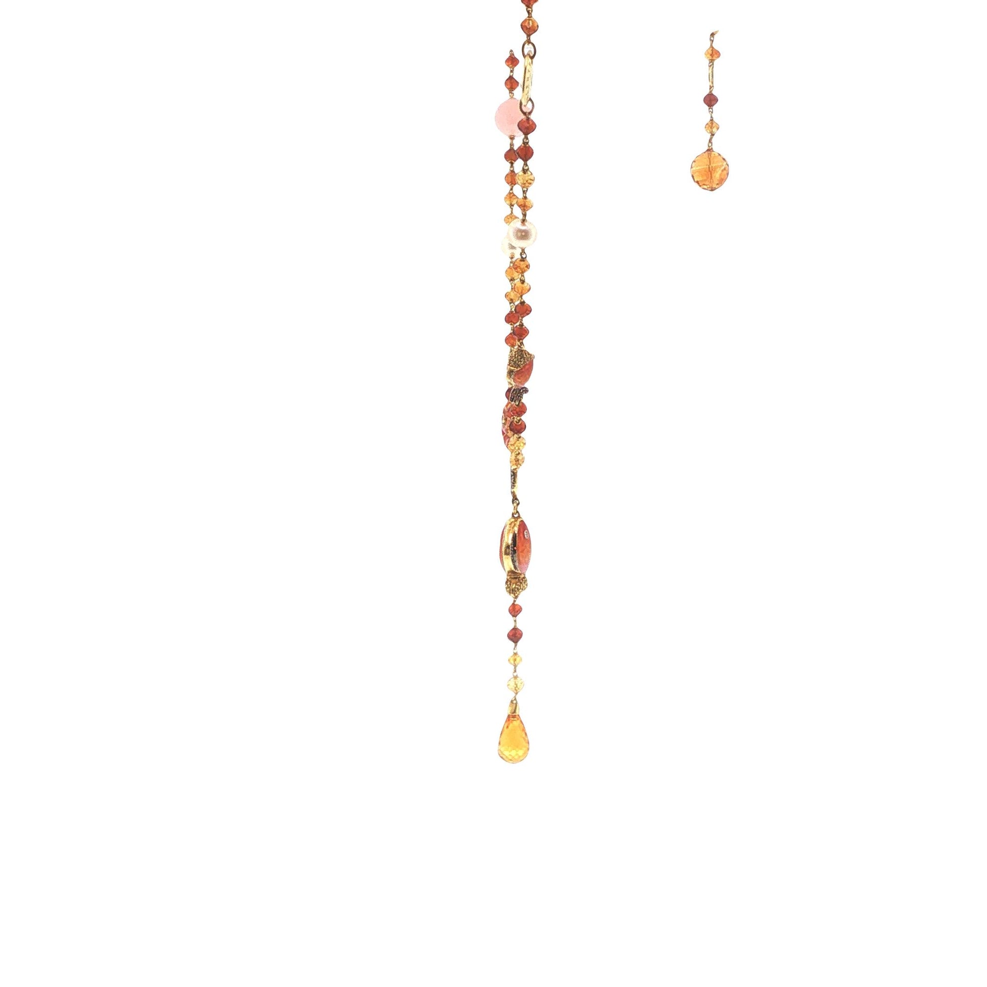 Valente 18K Gold Pearl Yellow Diamond Enamel Necklace