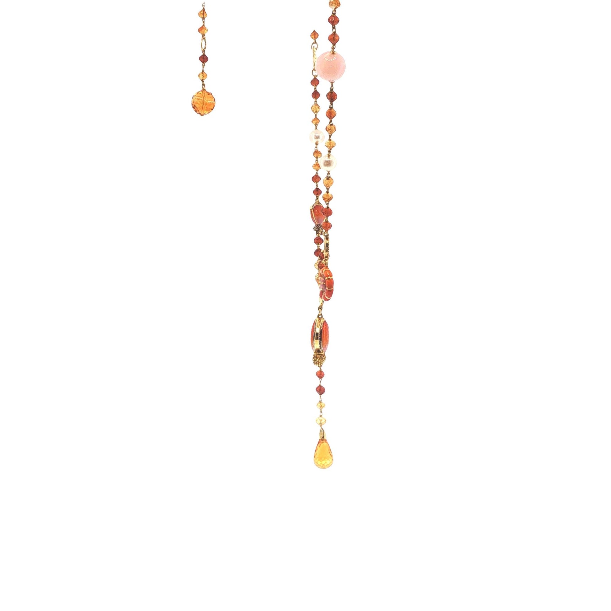 Valente 18K Gold Pearl Yellow Diamond Enamel Necklace
