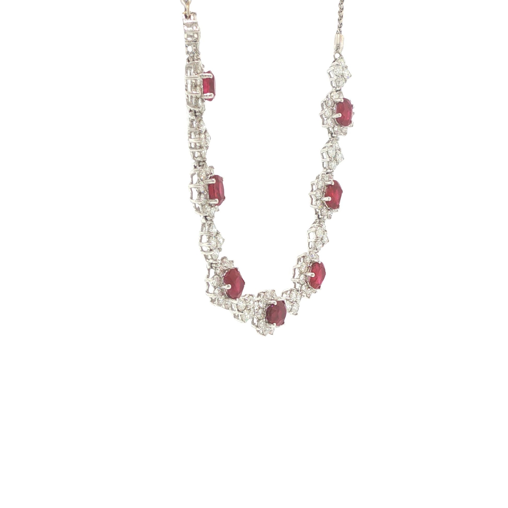 Platinum 6.30 Carat Ruby & 6.70 Carat Diamond Expandable Bracelet