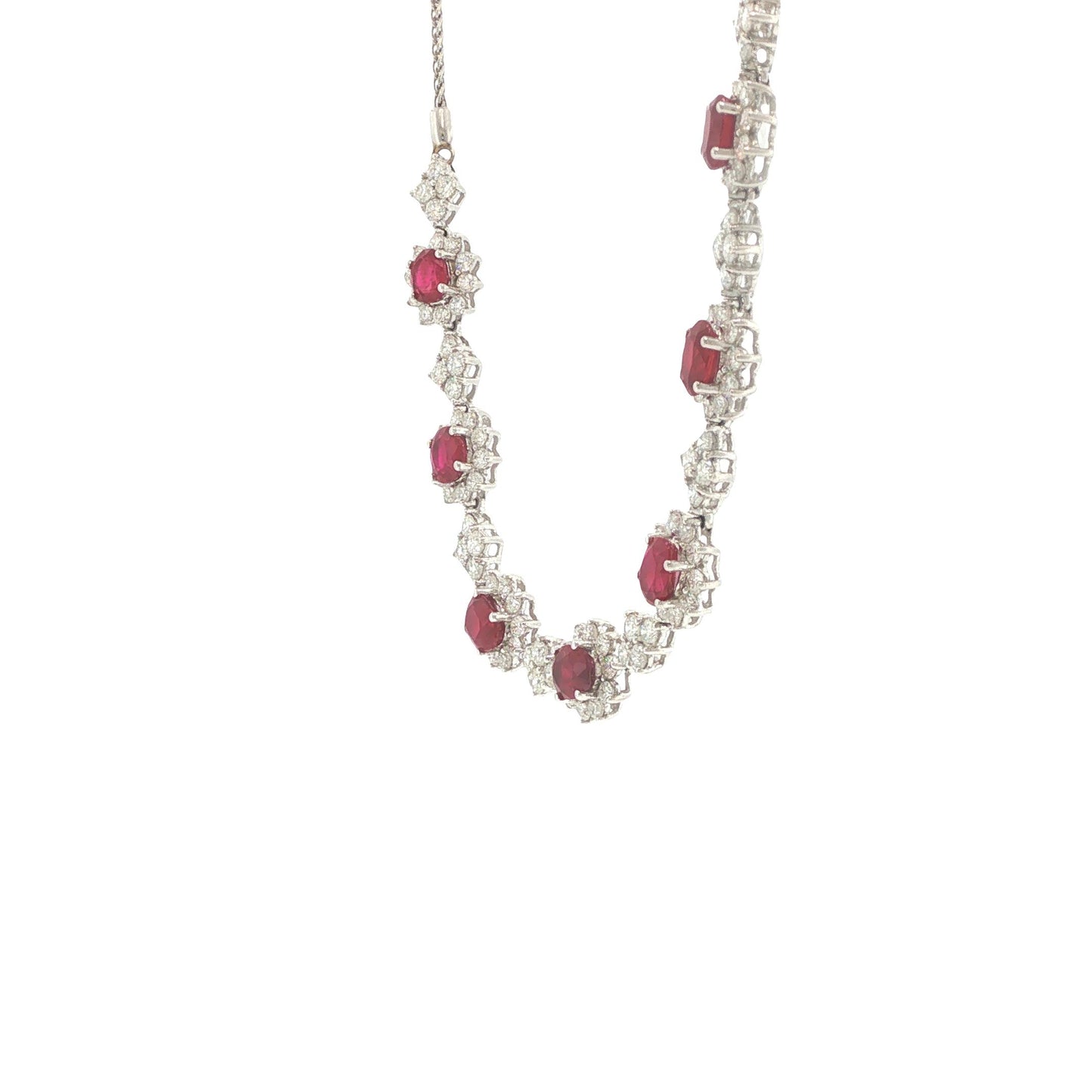 Platinum 6.30 Carat Ruby & 6.70 Carat Diamond Expandable Bracelet