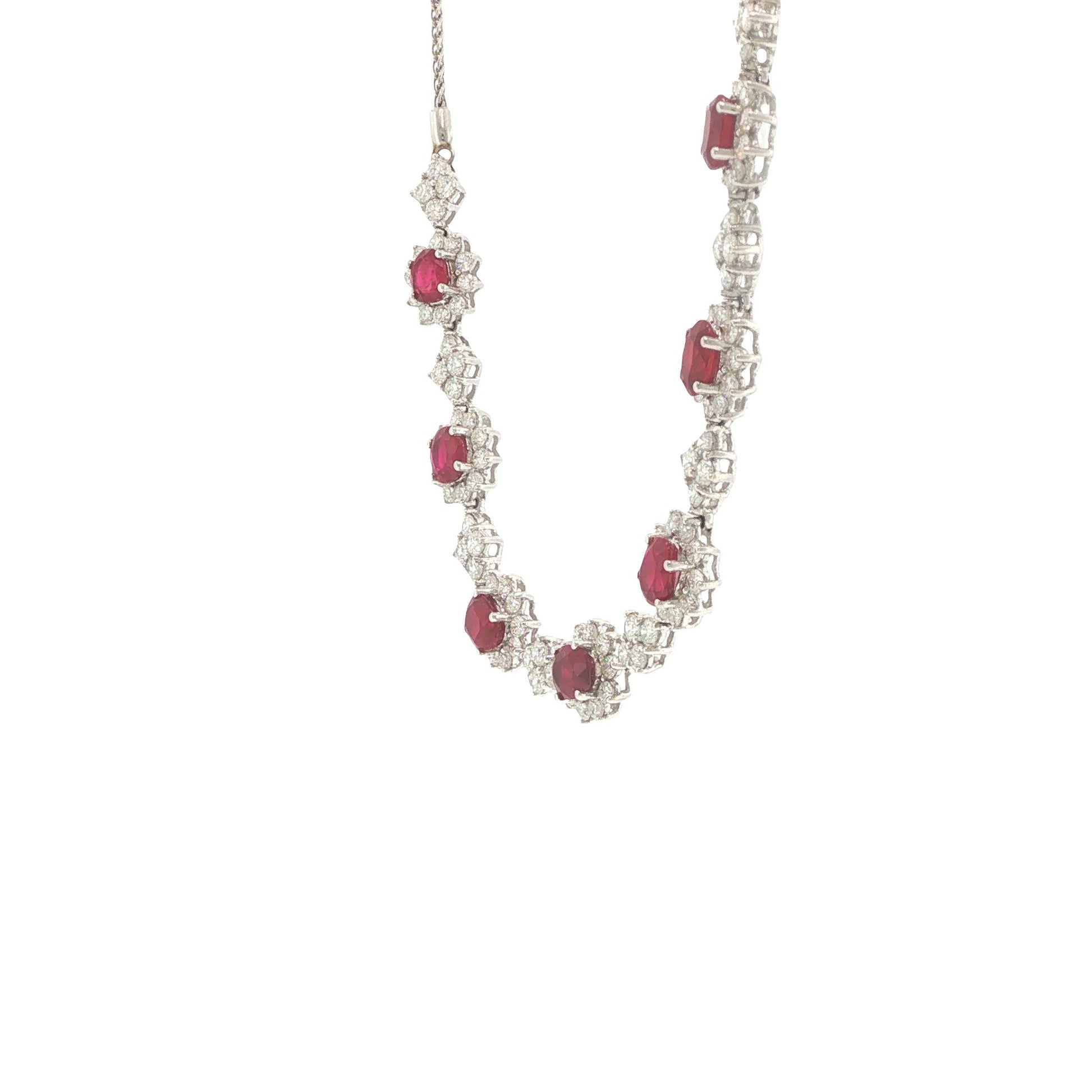 Platinum 6.30 Carat Ruby & 6.70 Carat Diamond Expandable Bracelet