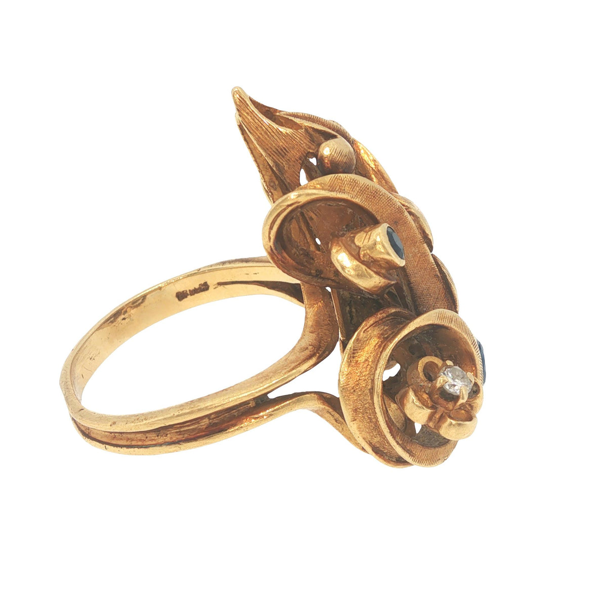 Ilias Lalaounis 18K Gold Sapphire & Diamond Sculptural Ring