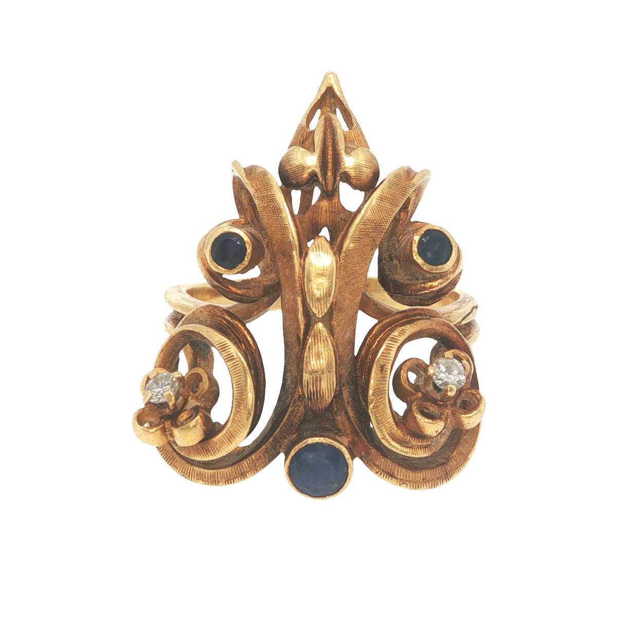 Ilias Lalaounis 18K Gold Sapphire & Diamond Sculptural Ring