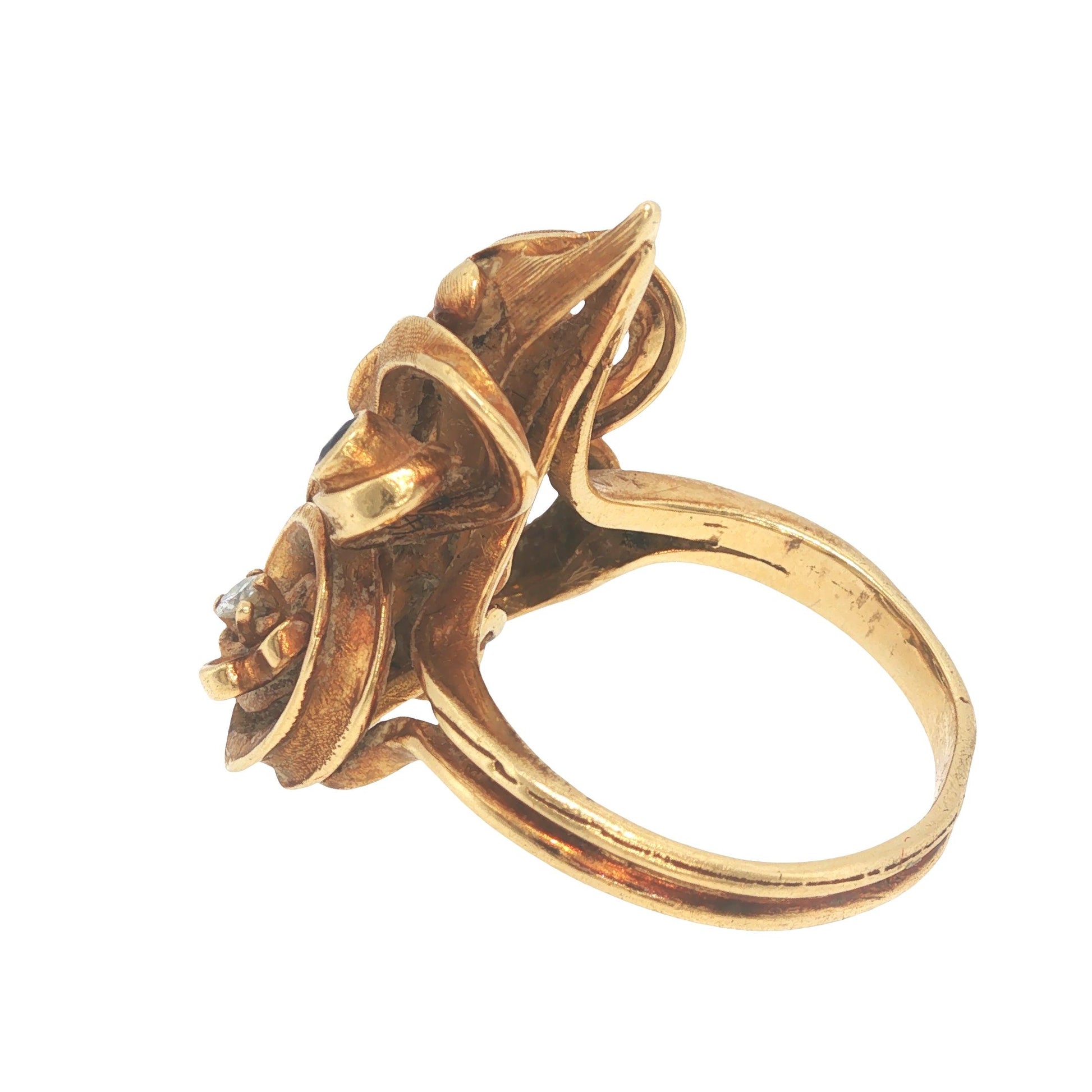 Ilias Lalaounis 18K Gold Sapphire & Diamond Sculptural Ring